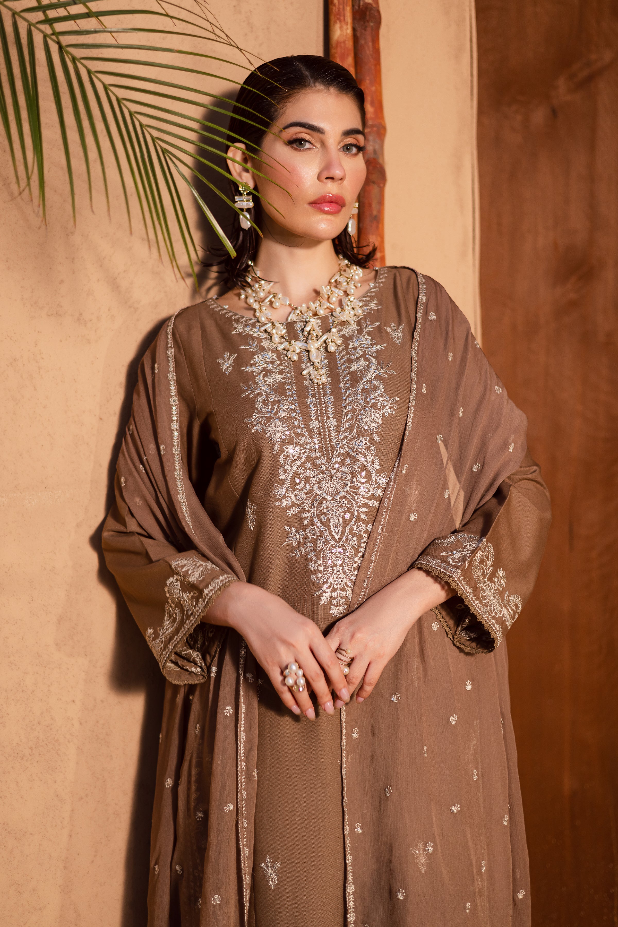 Hazel 3Pc - Embroidered Khaddar Dress - Image 2
