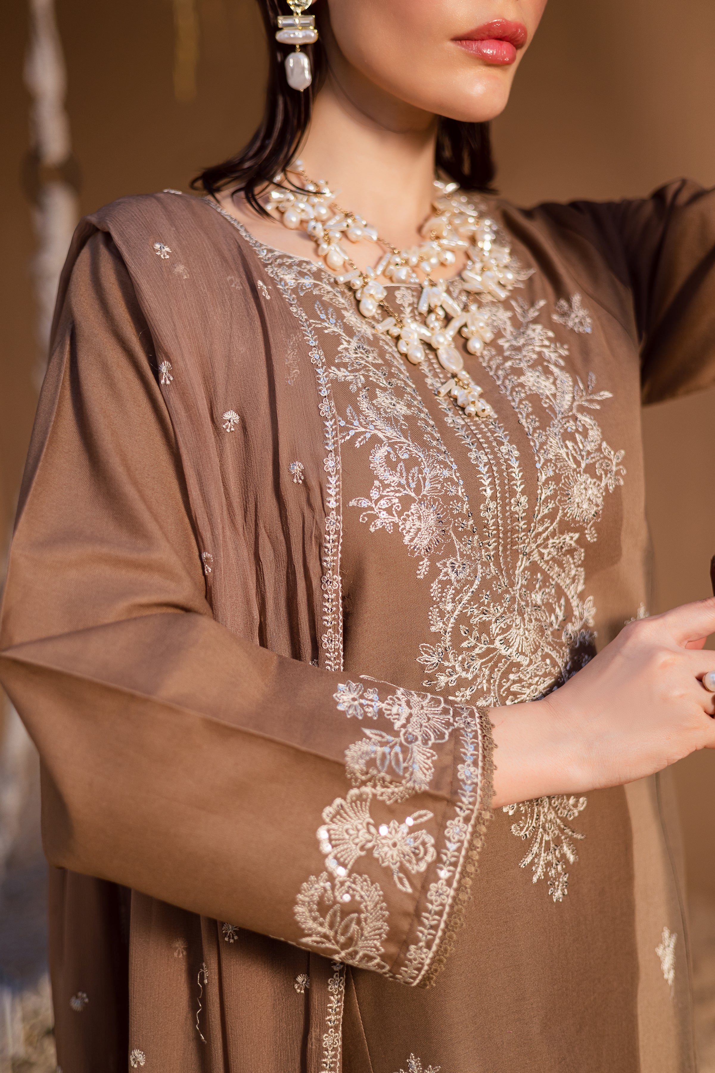 Hazel 3Pc - Embroidered Khaddar Dress - Image 7