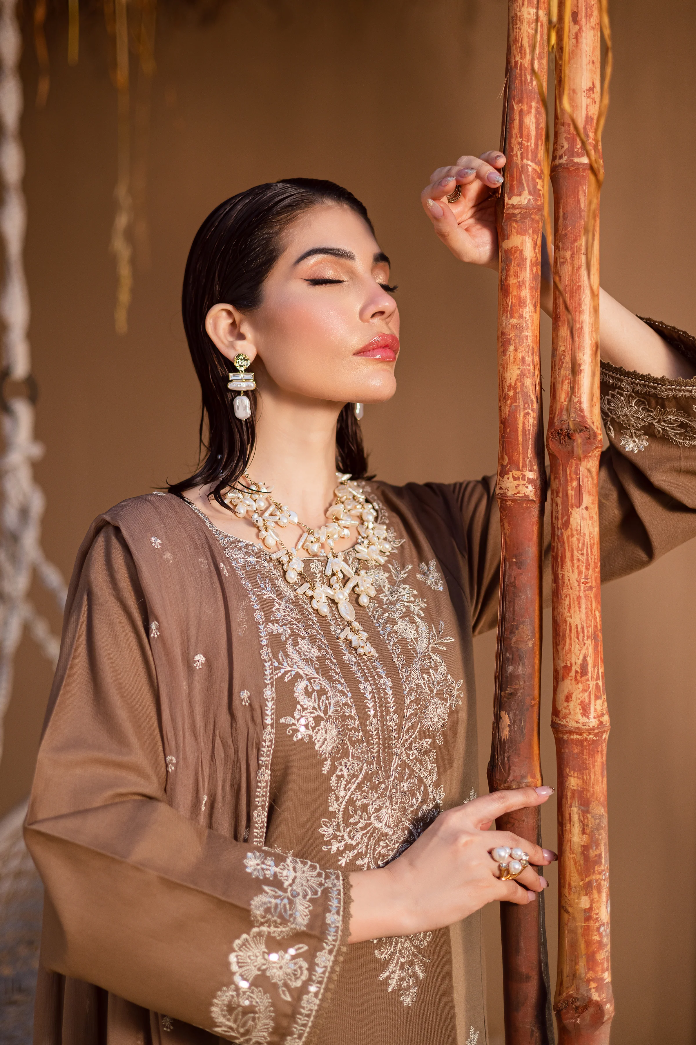 Hazel 3Pc - Embroidered Khaddar Dress - Image 8