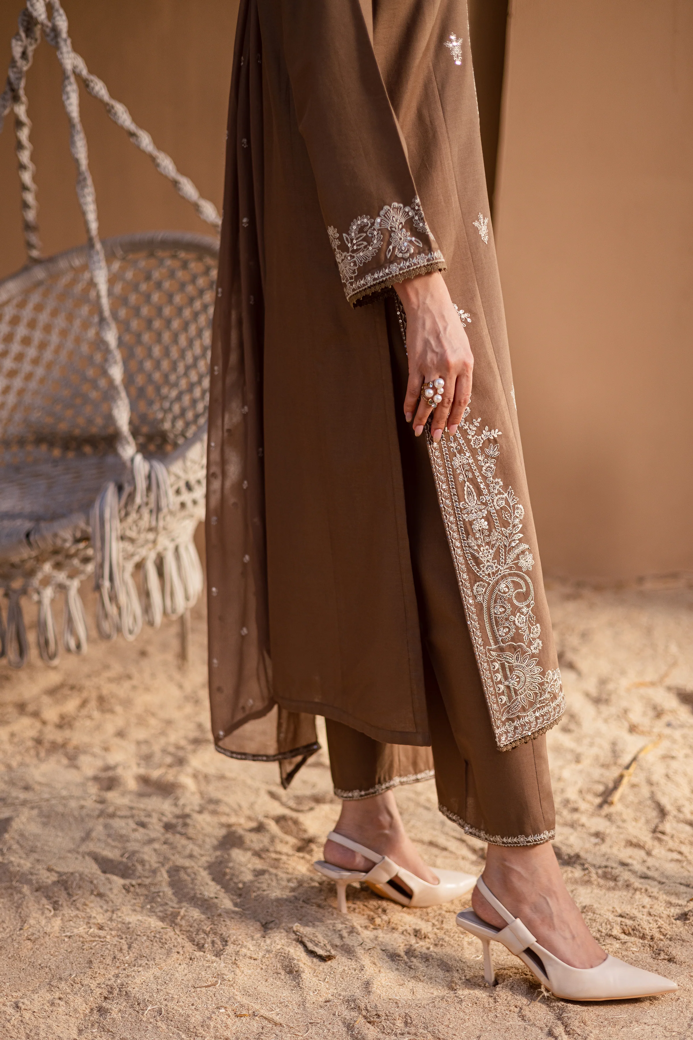 Hazel 3Pc - Embroidered Khaddar Dress - Image 9