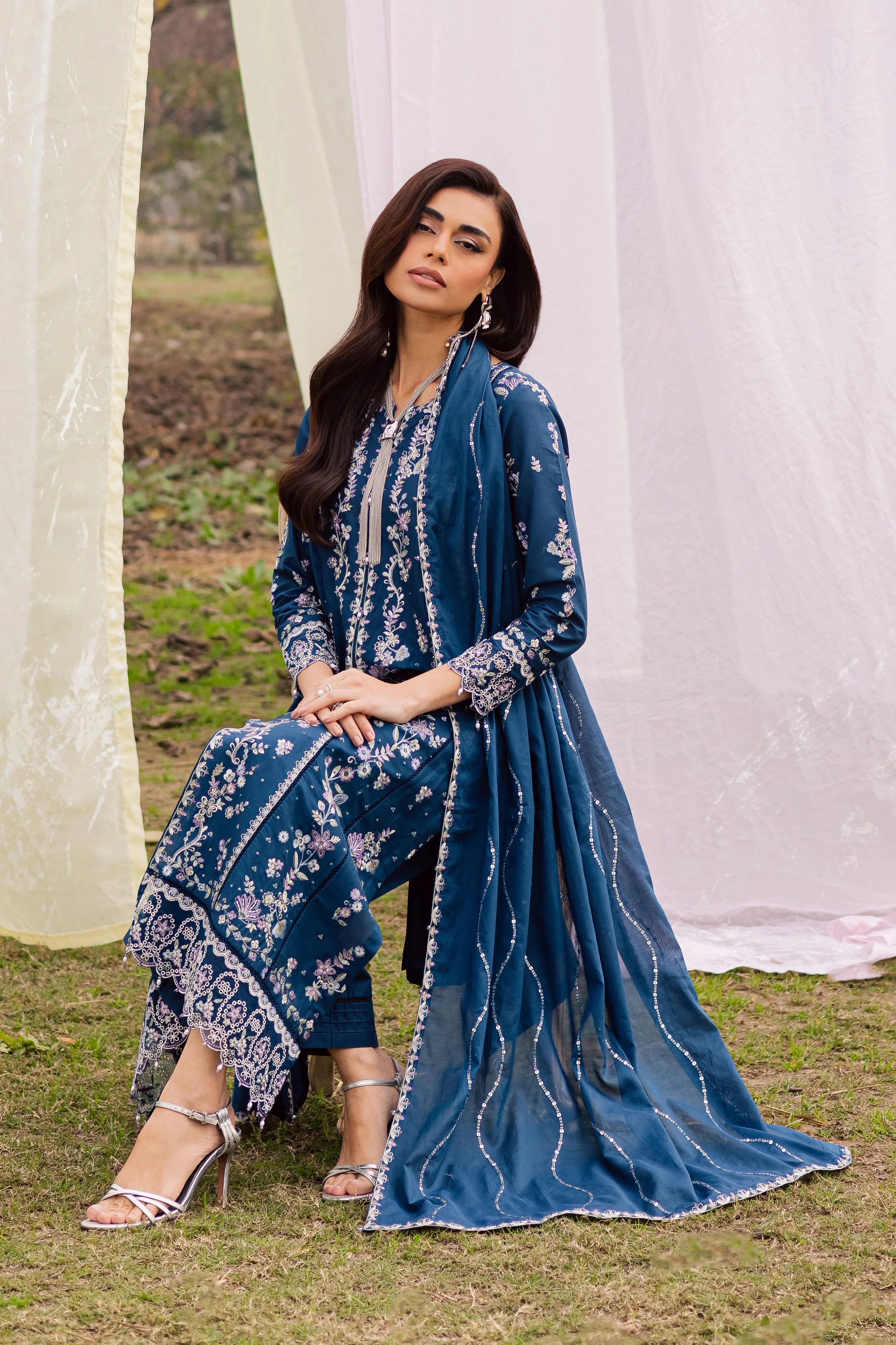 Hazy 3Pc - Festive Embroidered Lawn - Image 3