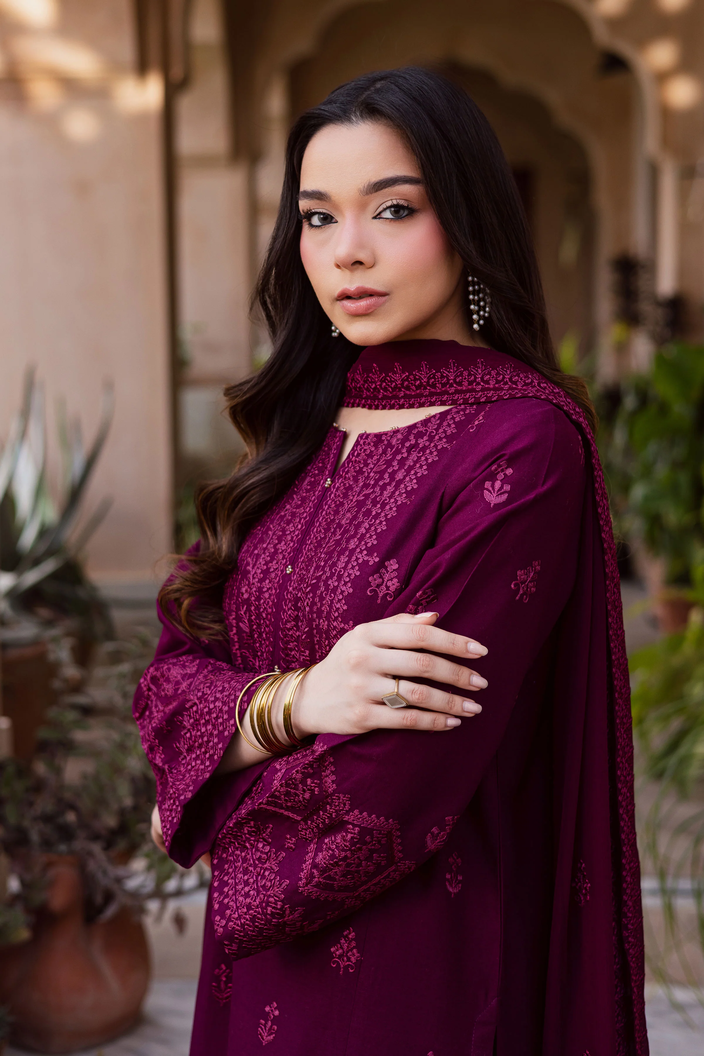 Hezlin 3Pc - Embroidered Khaddar Dress - Image 2
