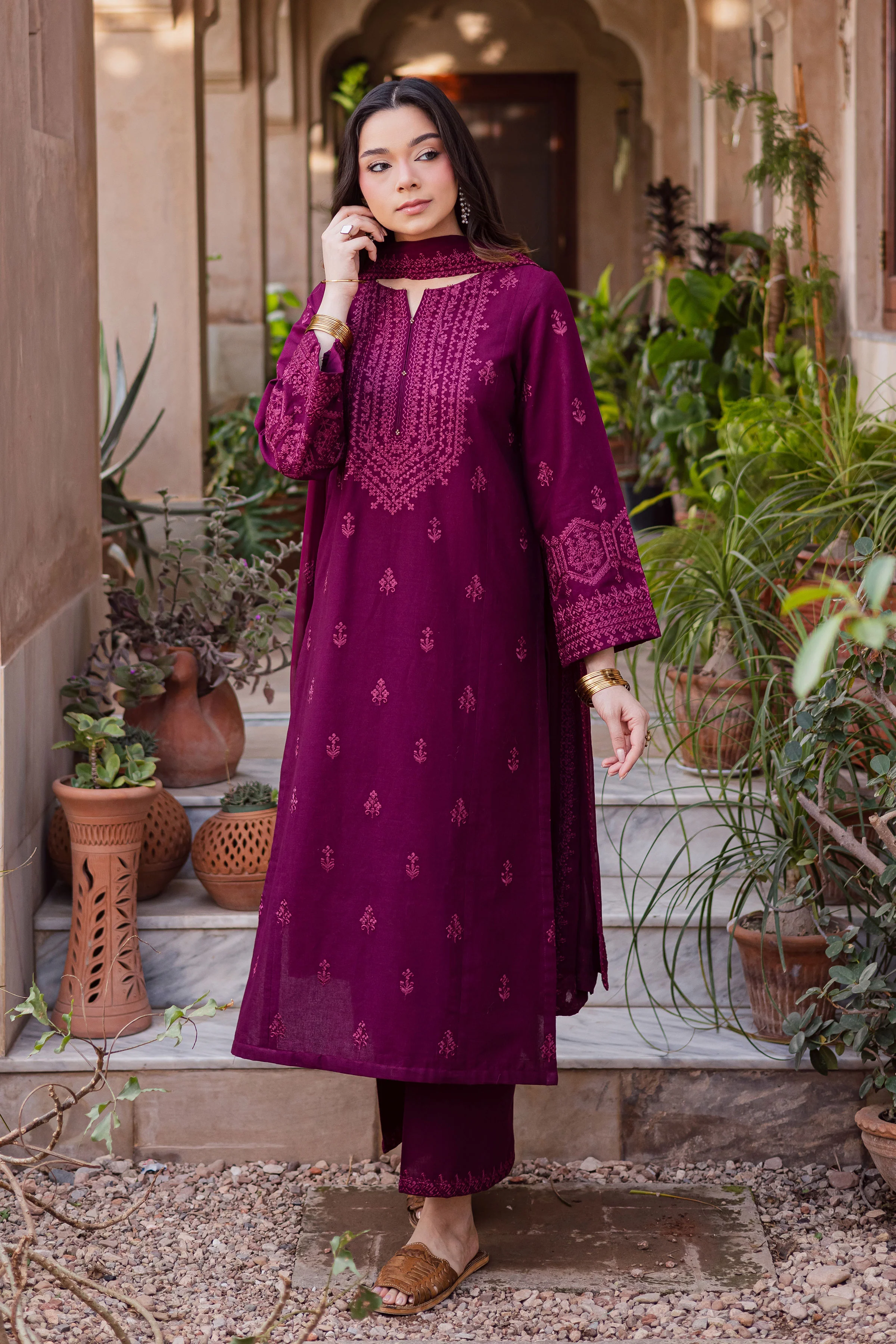 Hezlin 3Pc - Embroidered Khaddar Dress - Image 4