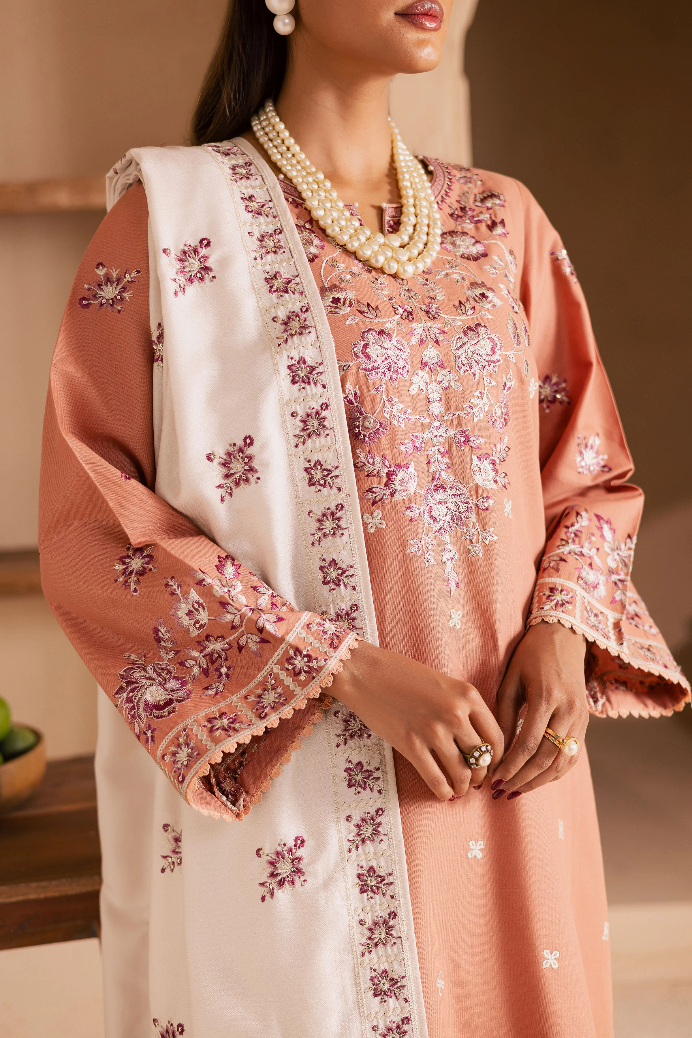 Hunter 3Pc - Embroidered Khaddar Dress - Image 6