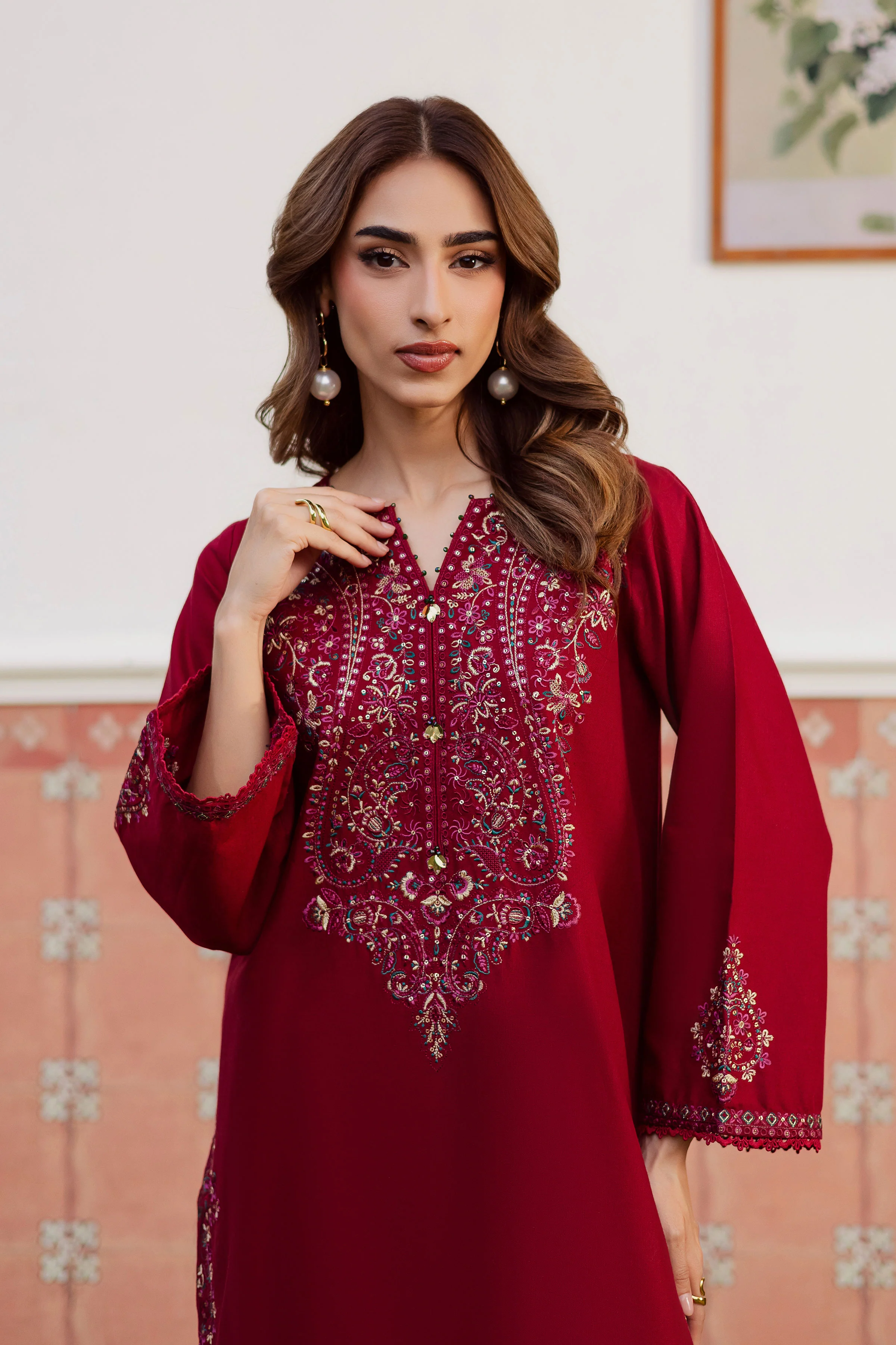 Hyde 2Pc - Embroidered Khaddar Dress - Image 2