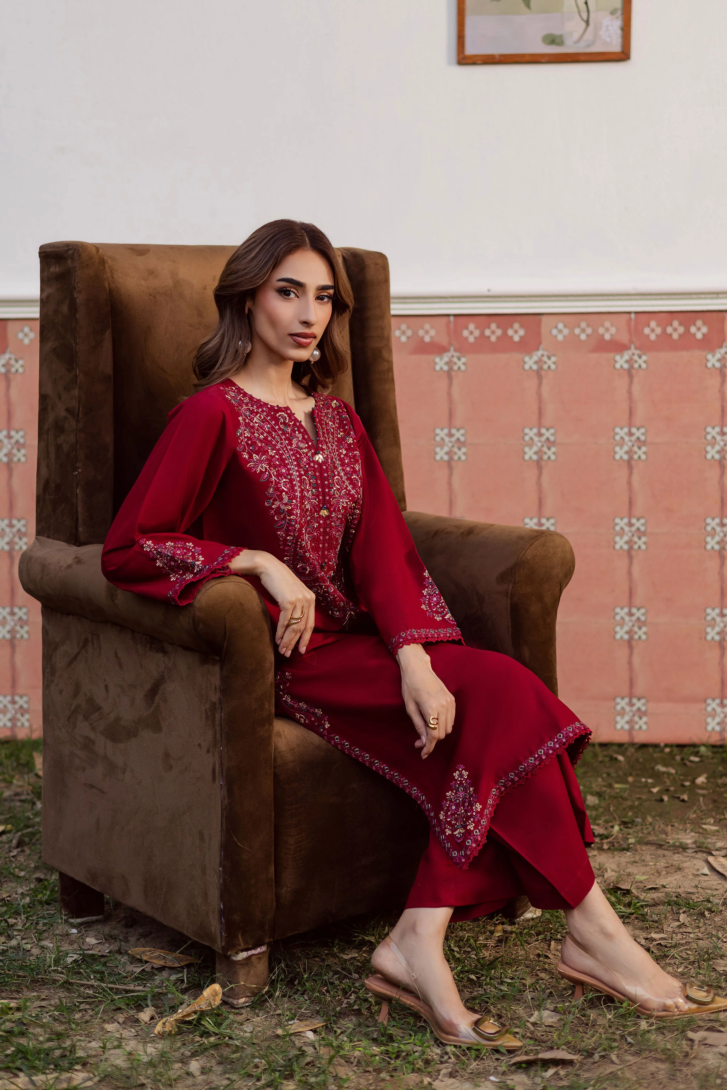 Hyde 2Pc - Embroidered Khaddar Dress - Image 5