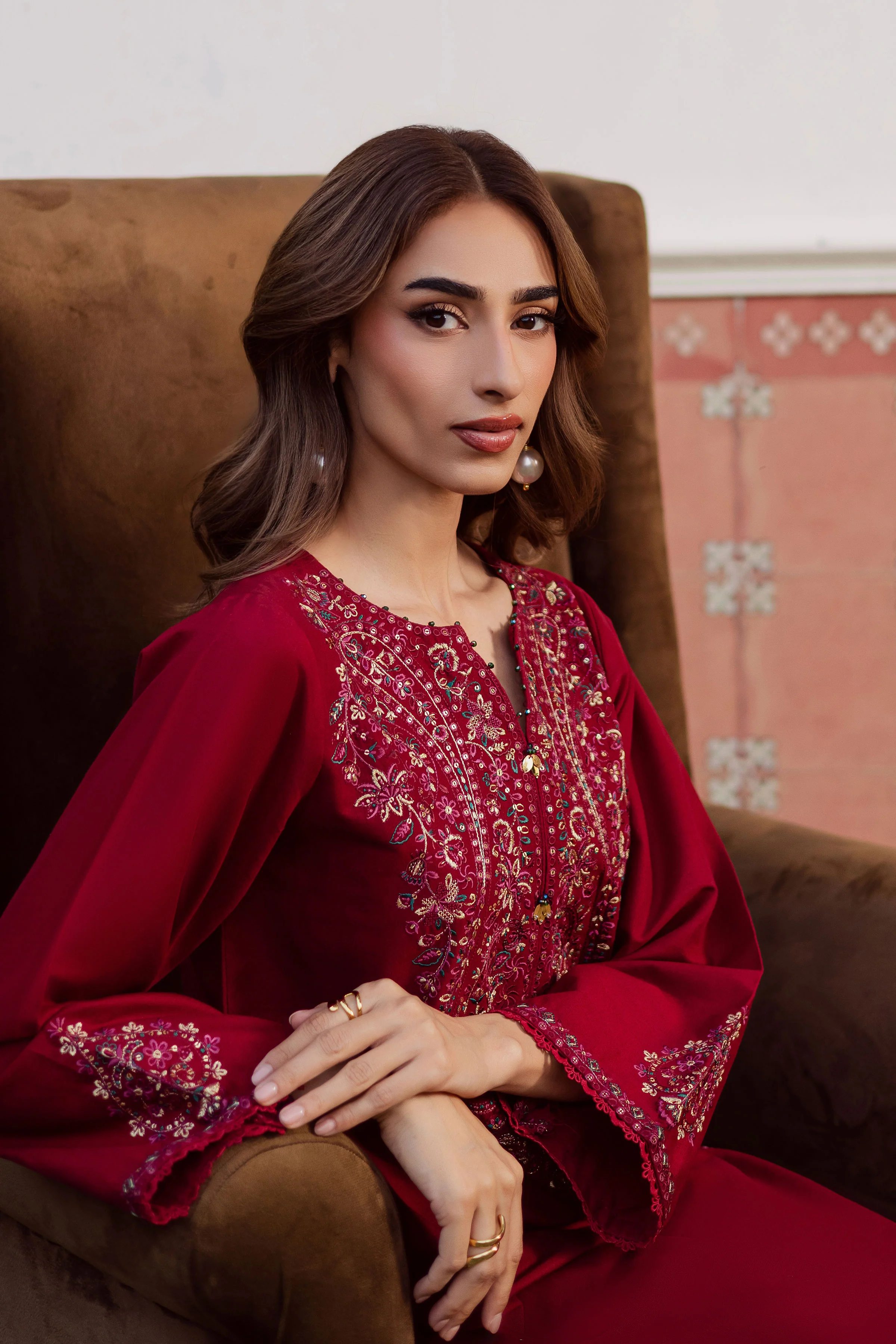 Hyde 2Pc - Embroidered Khaddar Dress - Image 6