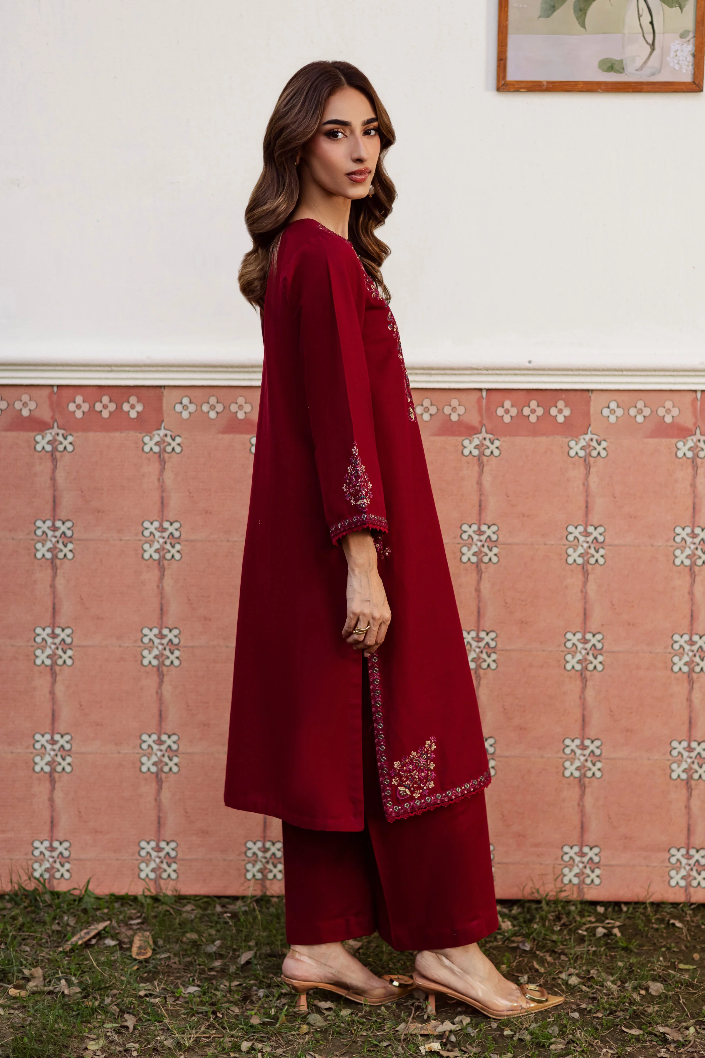 Hyde 2Pc - Embroidered Khaddar Dress - Image 7