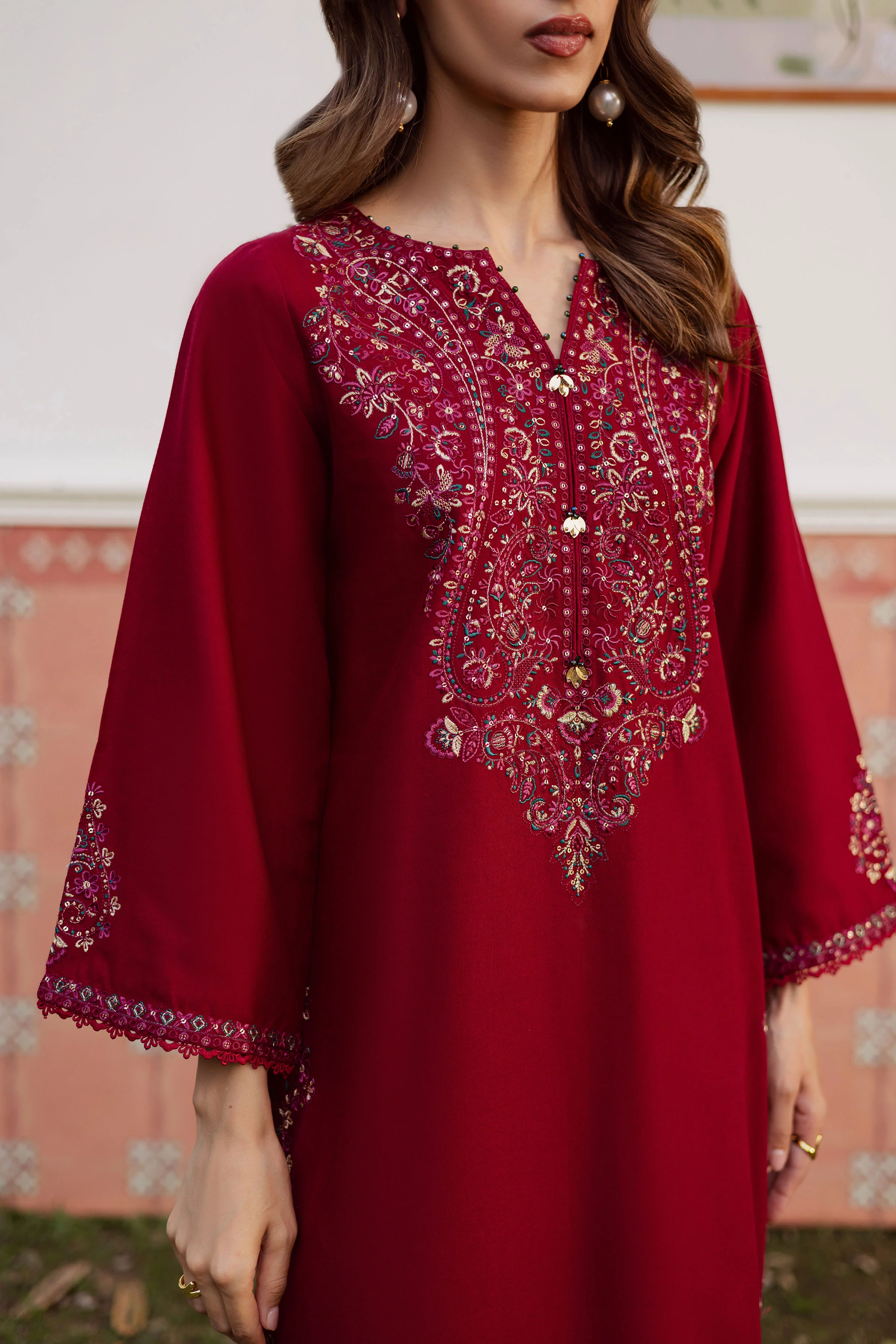 Hyde 2Pc - Embroidered Khaddar Dress - Image 9