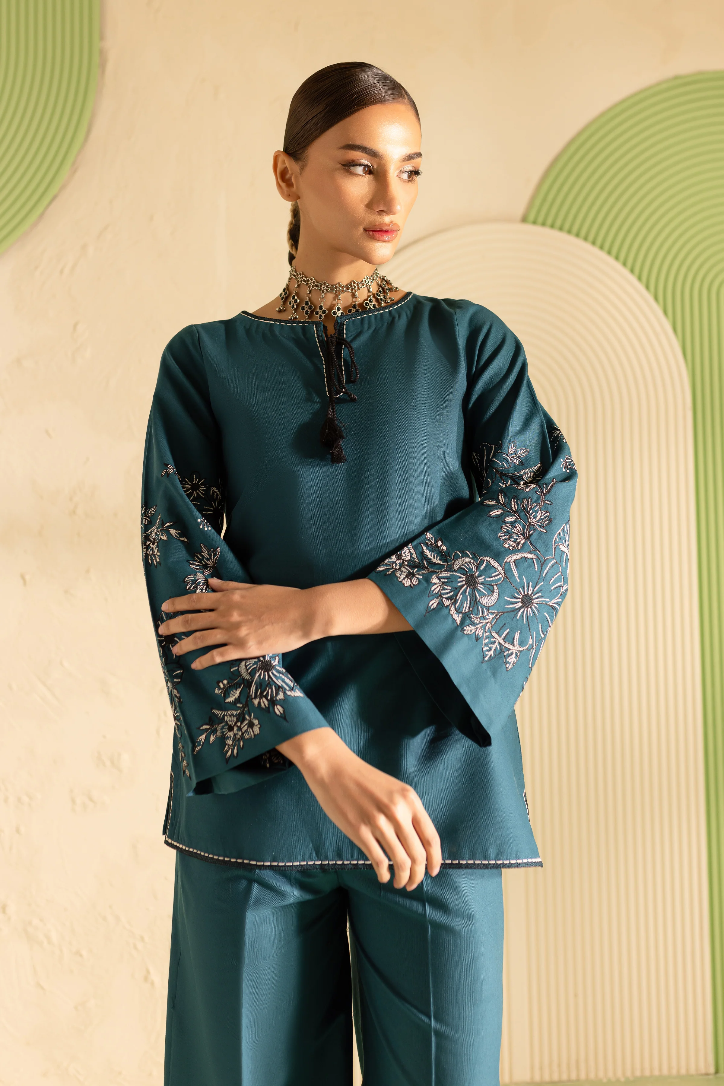 Hyelin 2Pc - Embroidered Khaddar Dress - Image 2