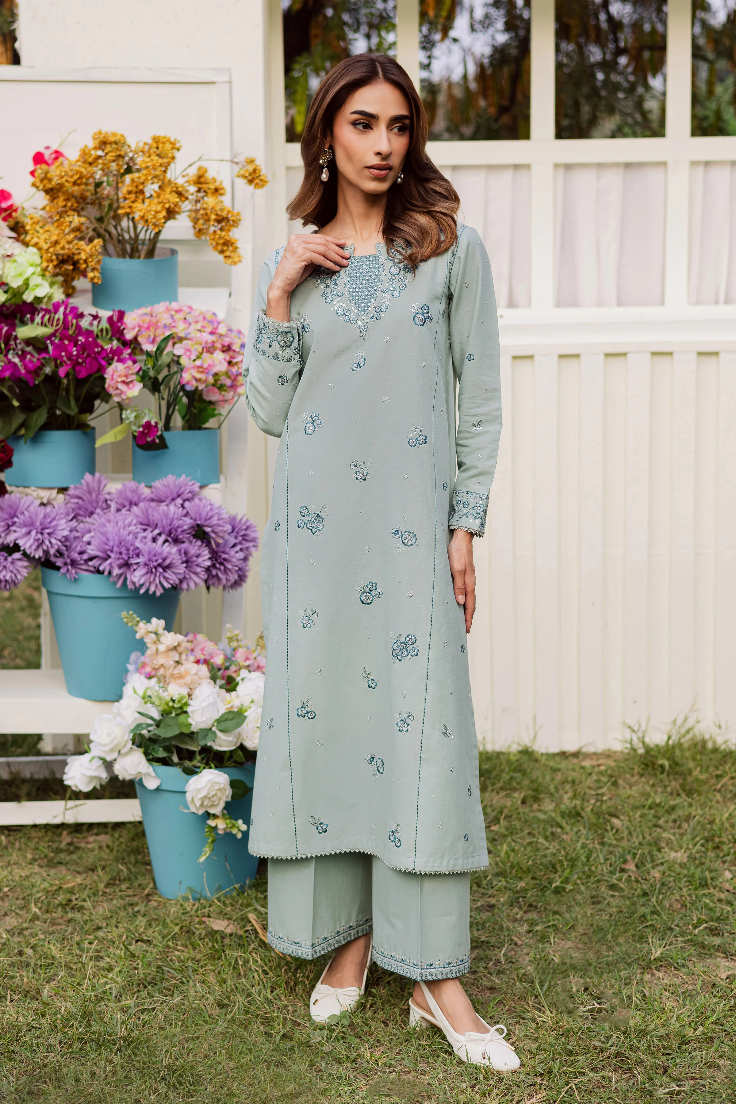 Ice Flower 2Pc - Embroidered Khaddar Dress - Image 3