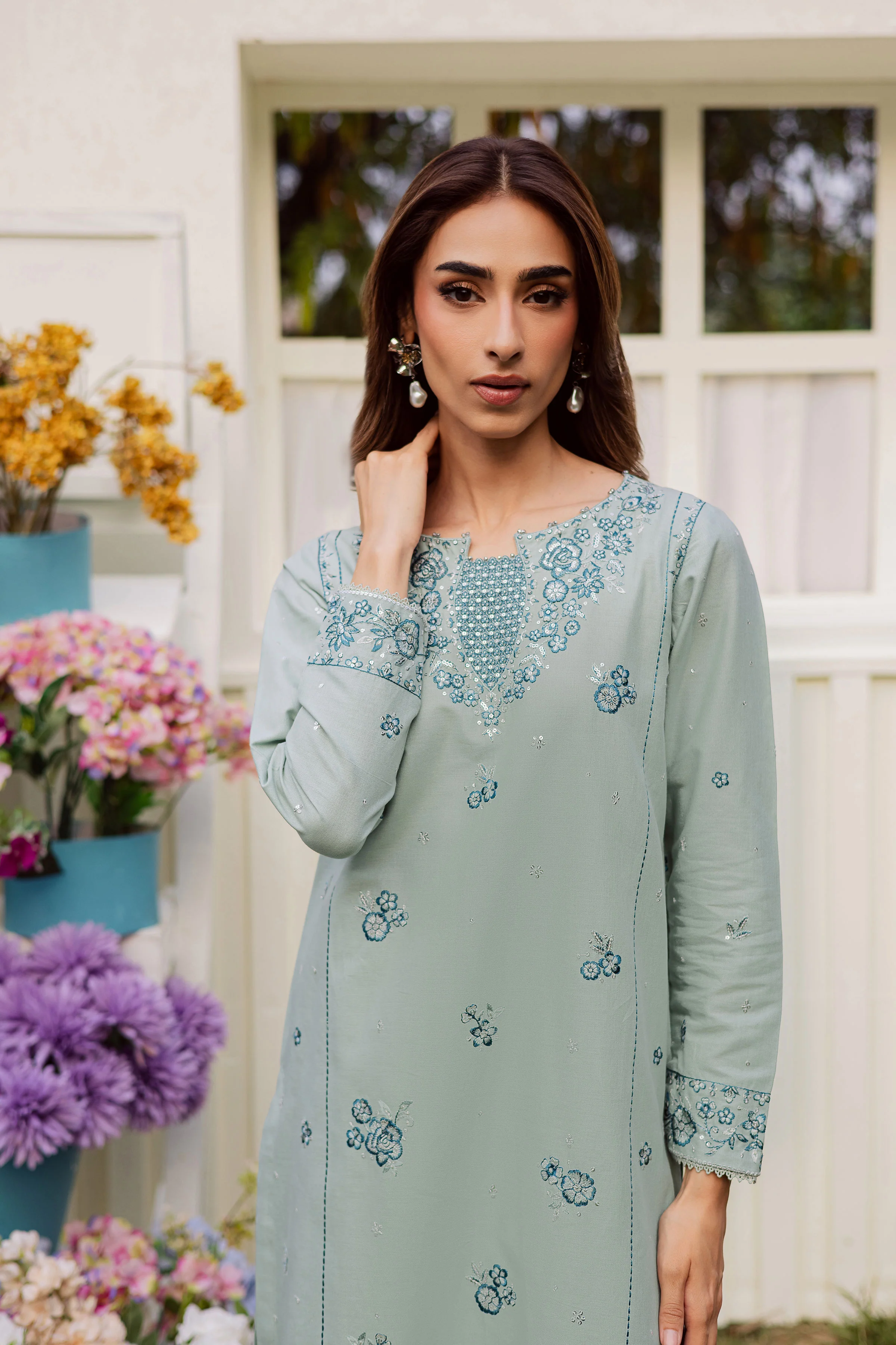 Ice Flower 2Pc - Embroidered Khaddar Dress - Image 2
