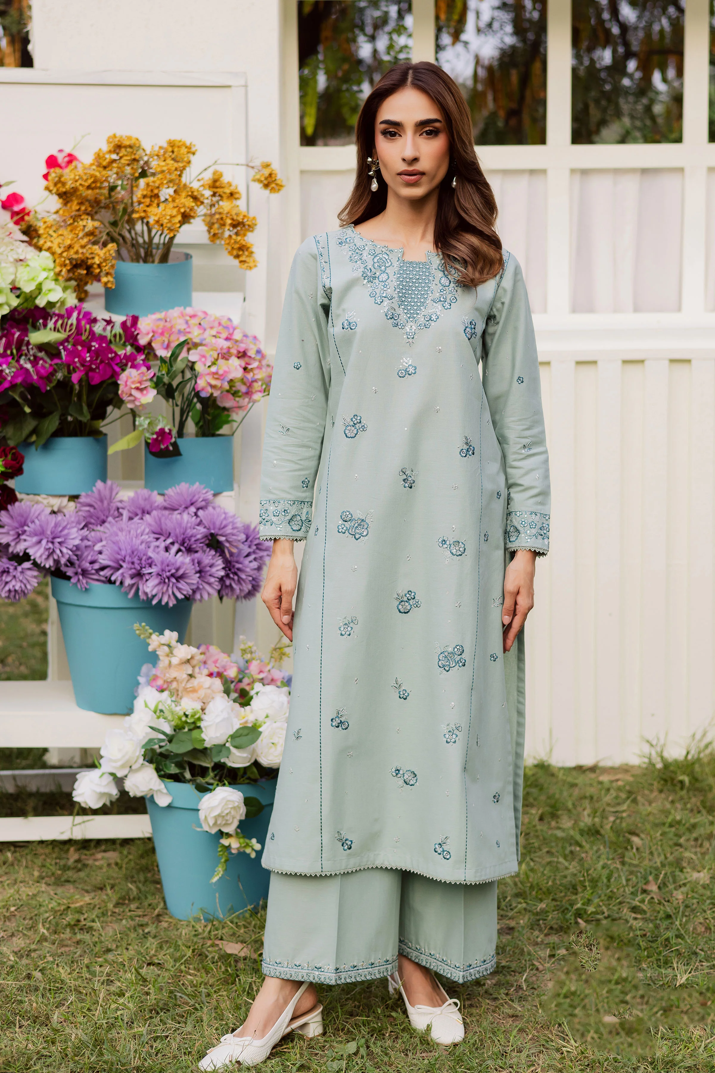 Ice Flower 2Pc - Embroidered Khaddar Dress - Image 3