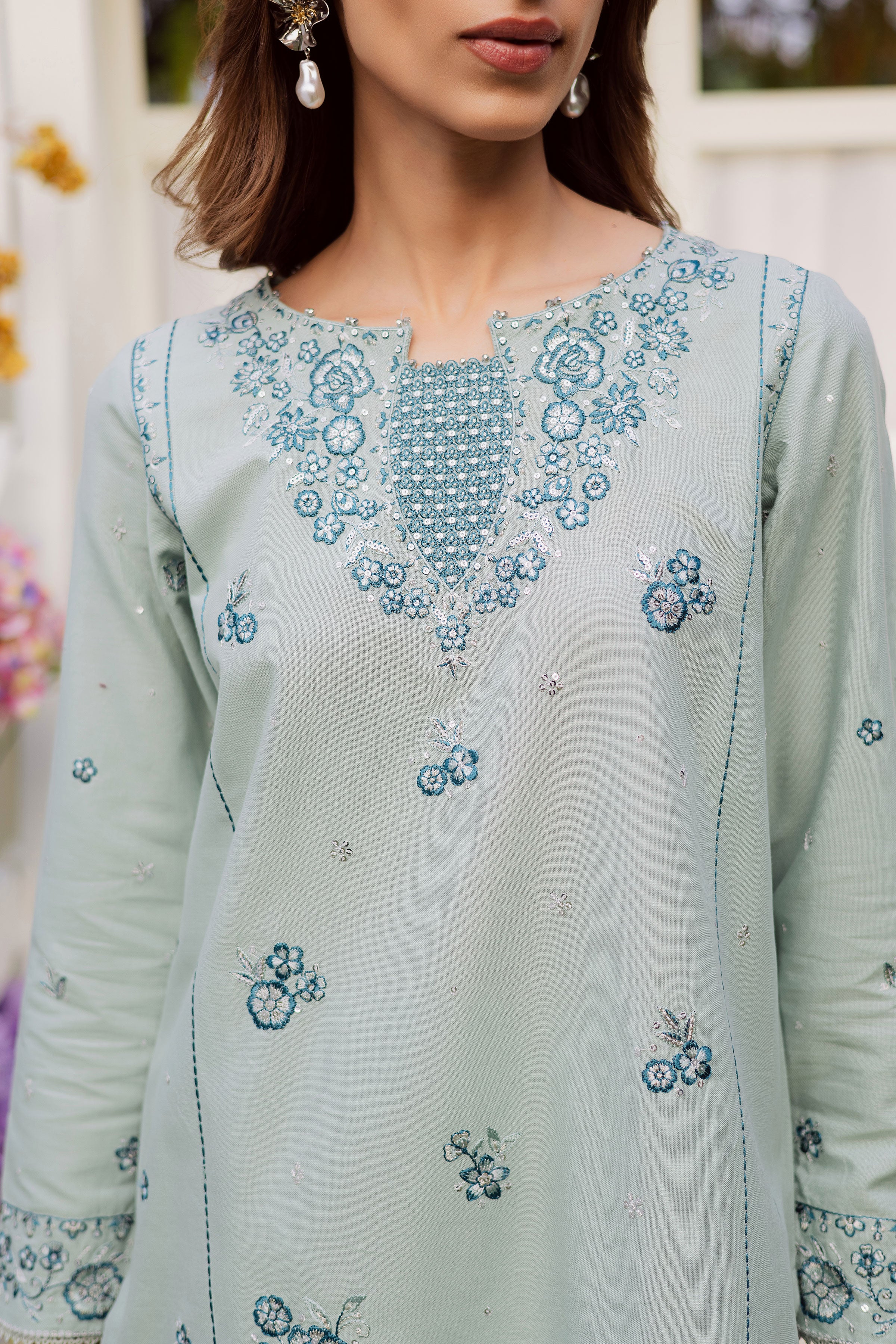 Ice Flower 2Pc - Embroidered Khaddar Dress - Image 6