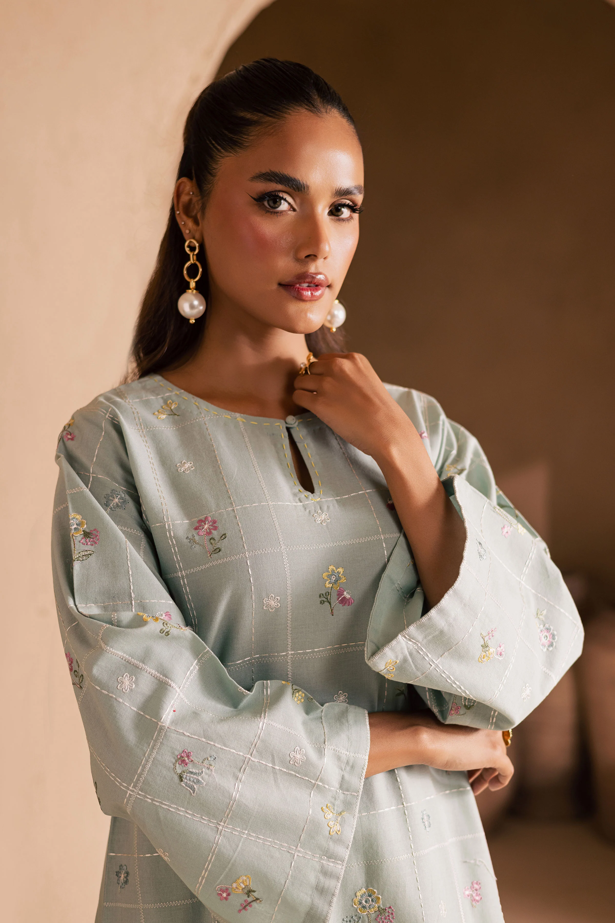 Ice Snow 2Pc - Embroidered Khaddar Dress - Image 2