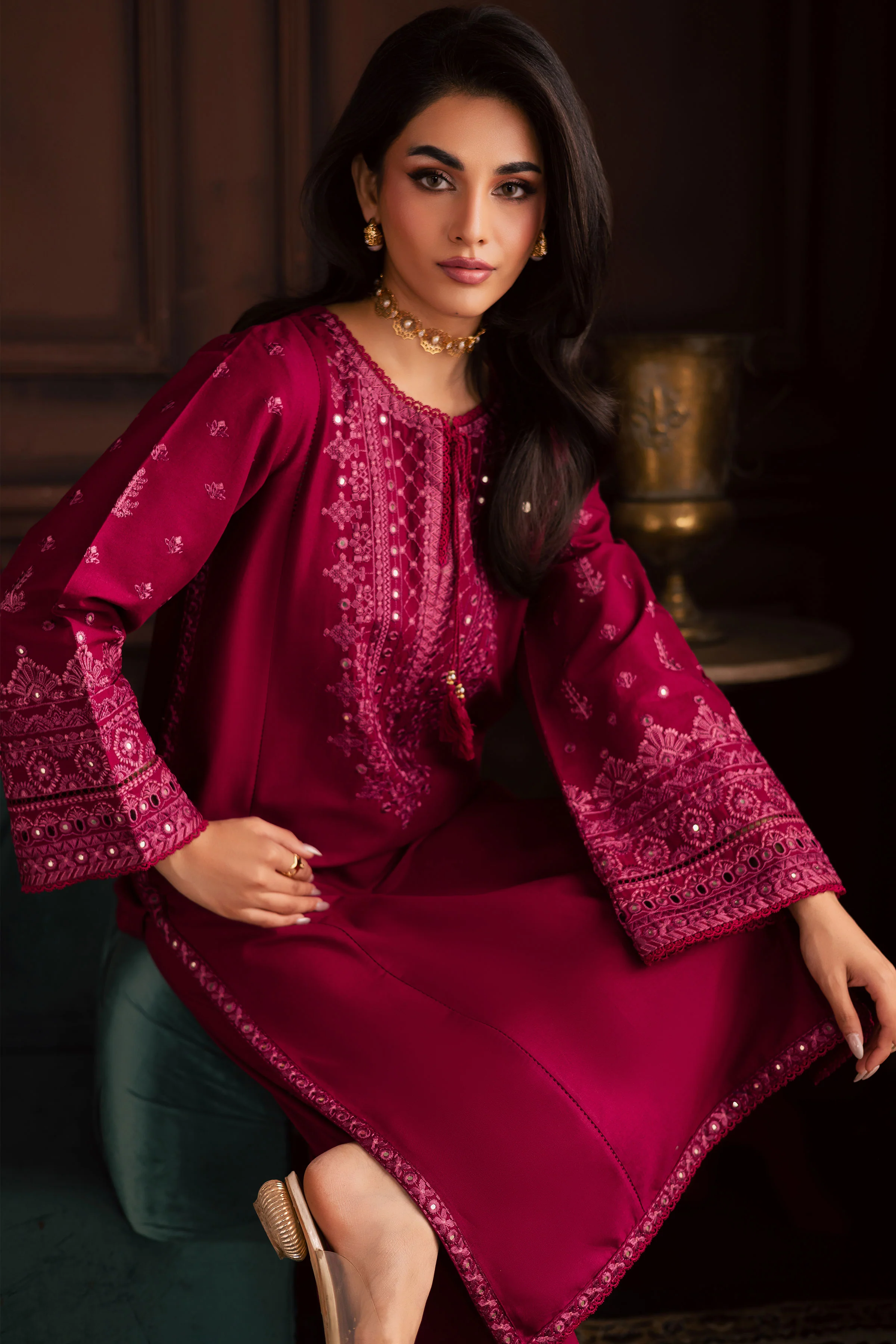 Irha 2Pc - Embroidered Khaddar Dress - Image 2