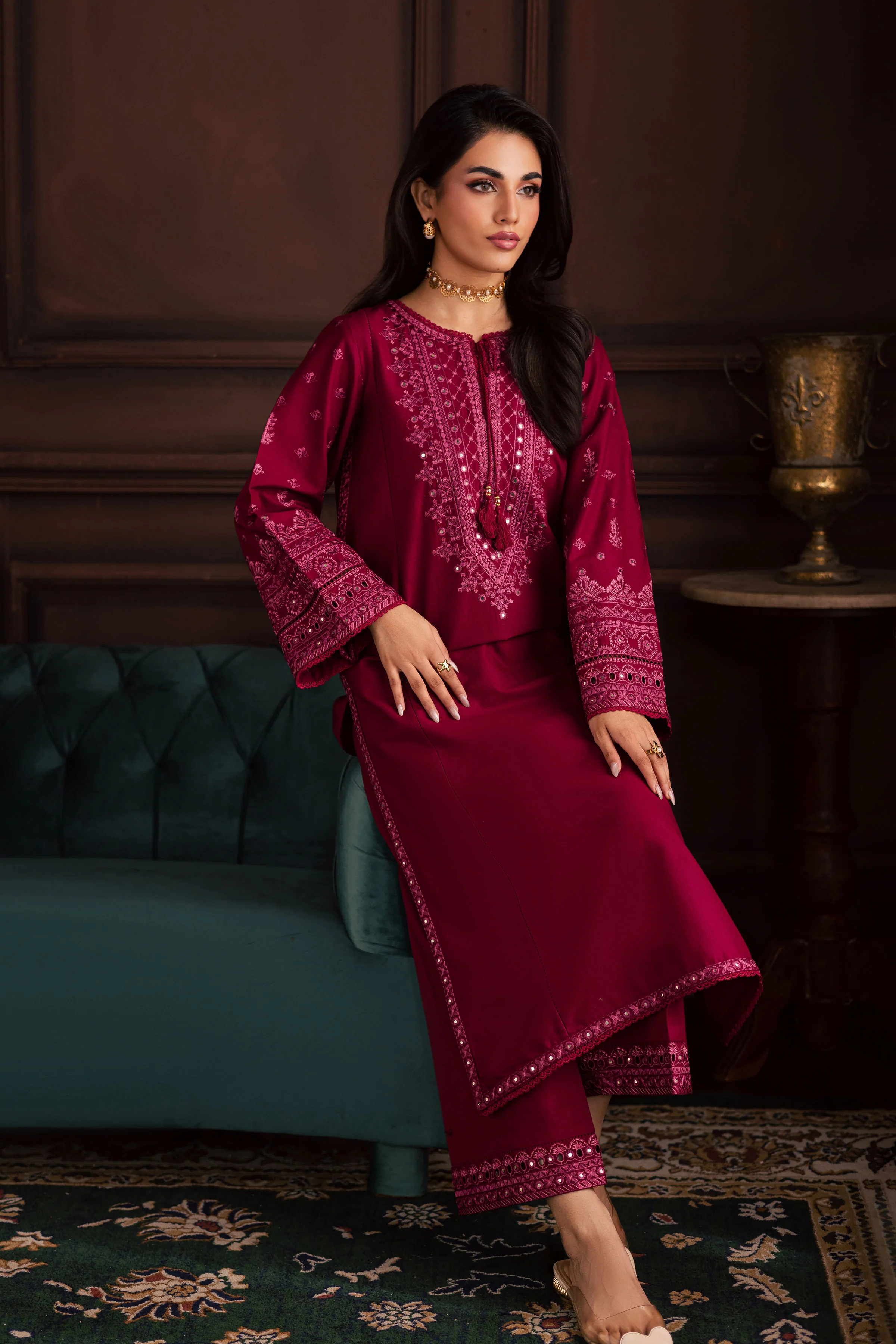 Irha 2Pc - Embroidered Khaddar Dress - Image 4