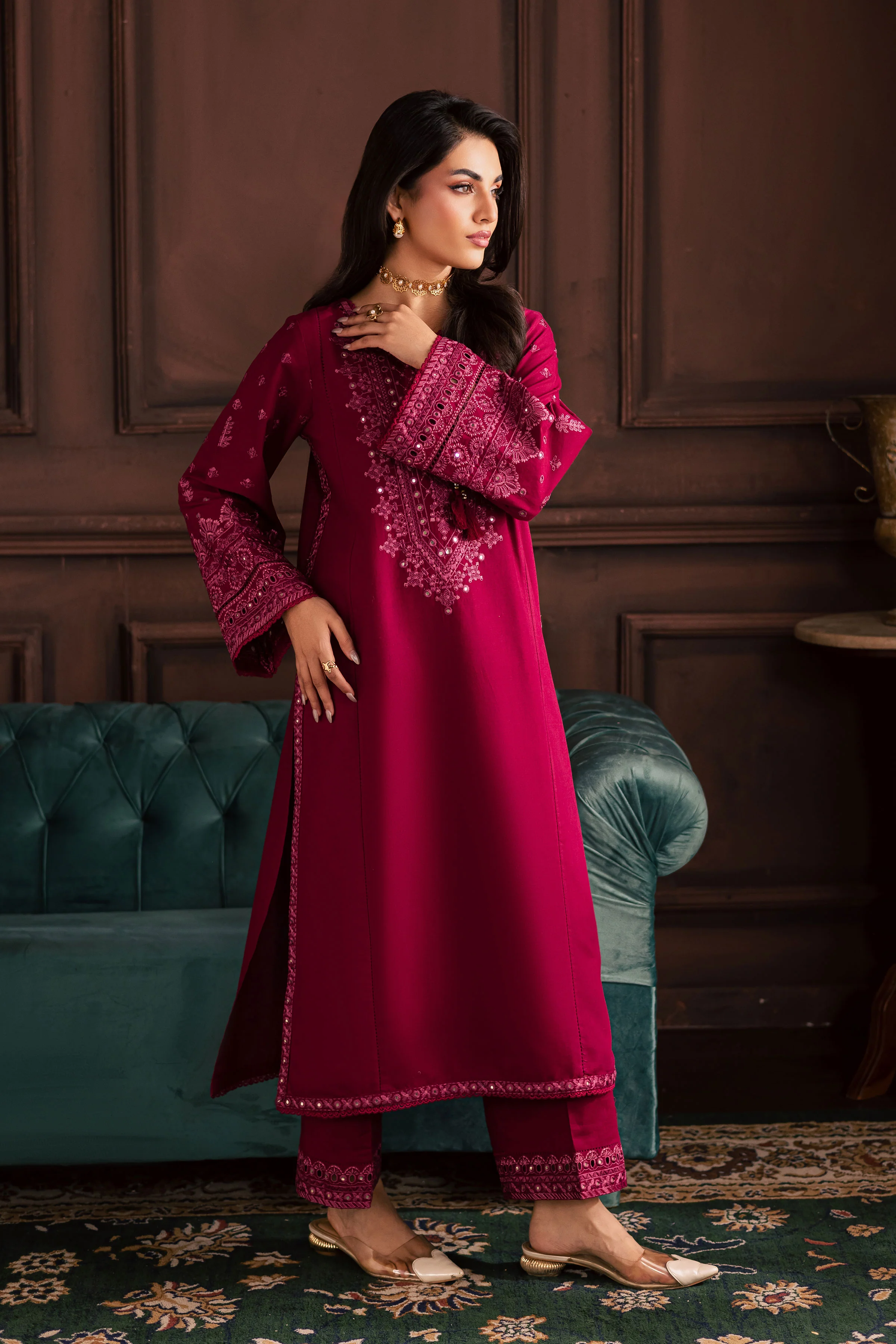 Irha 2Pc - Embroidered Khaddar Dress - Image 5
