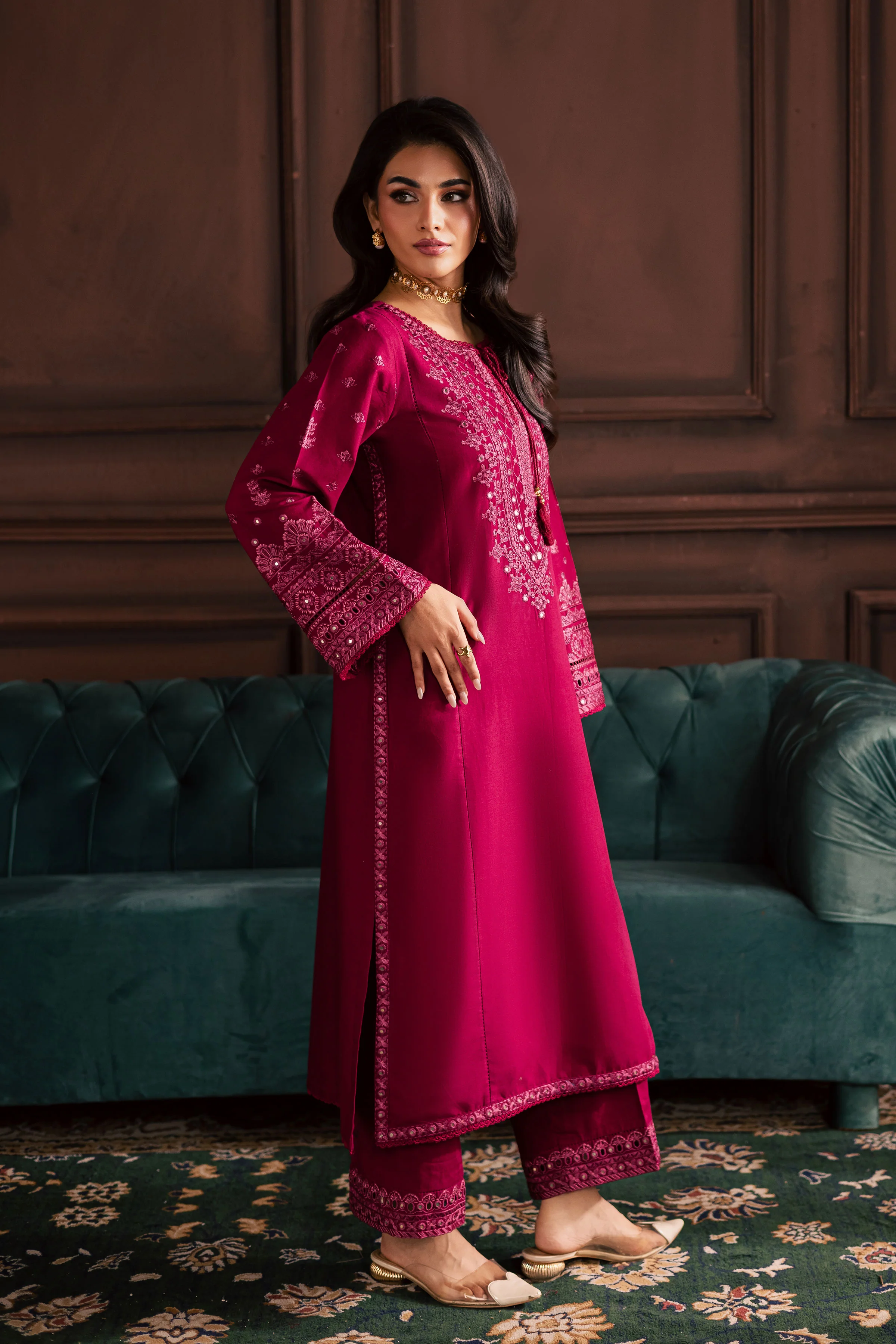 Irha 2Pc - Embroidered Khaddar Dress - Image 8