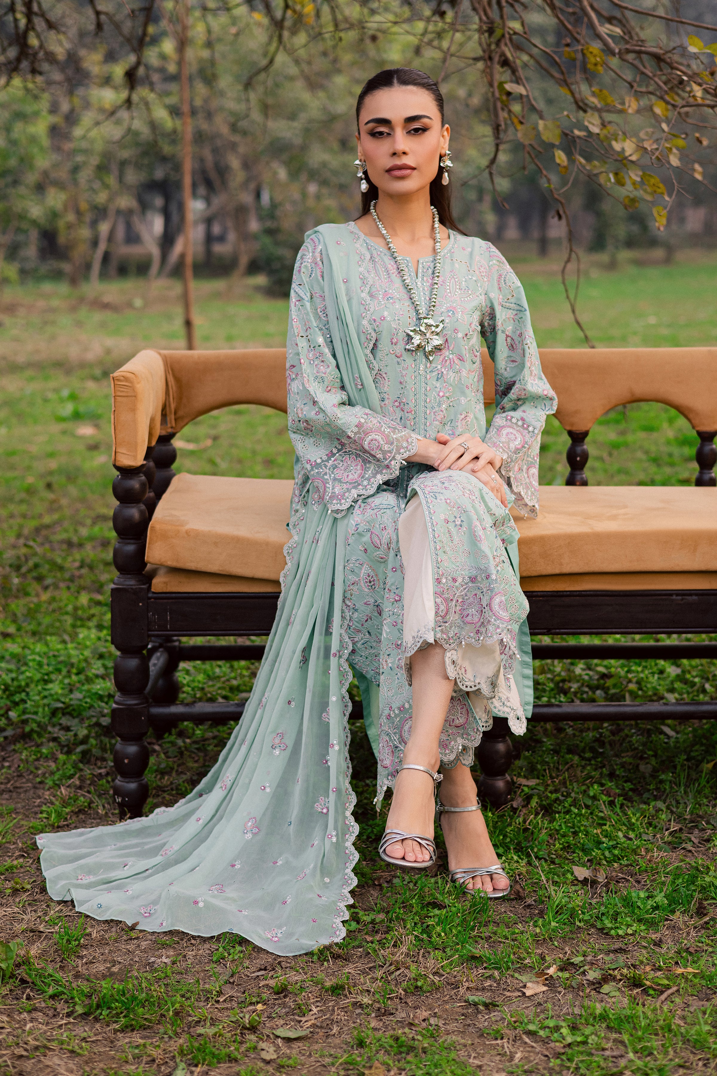 Iridule 3Pc - Festive Embroidered Lawn - Image 3