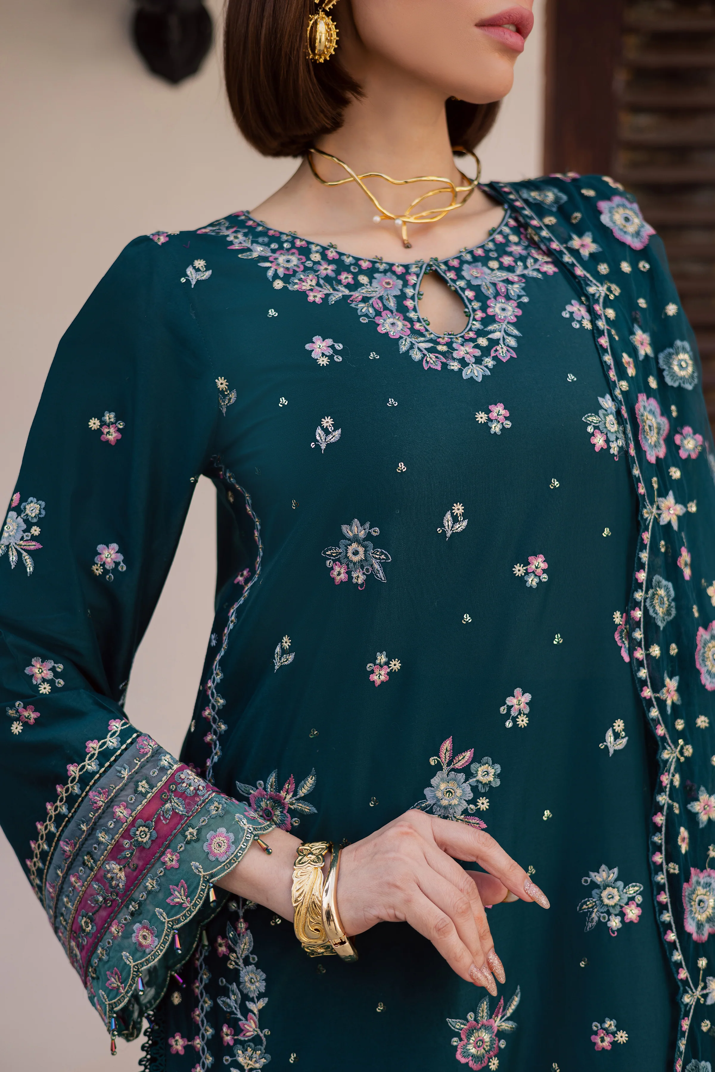 Ivy Bloom 3Pc - Festive Embroidered Lawn - Image 6