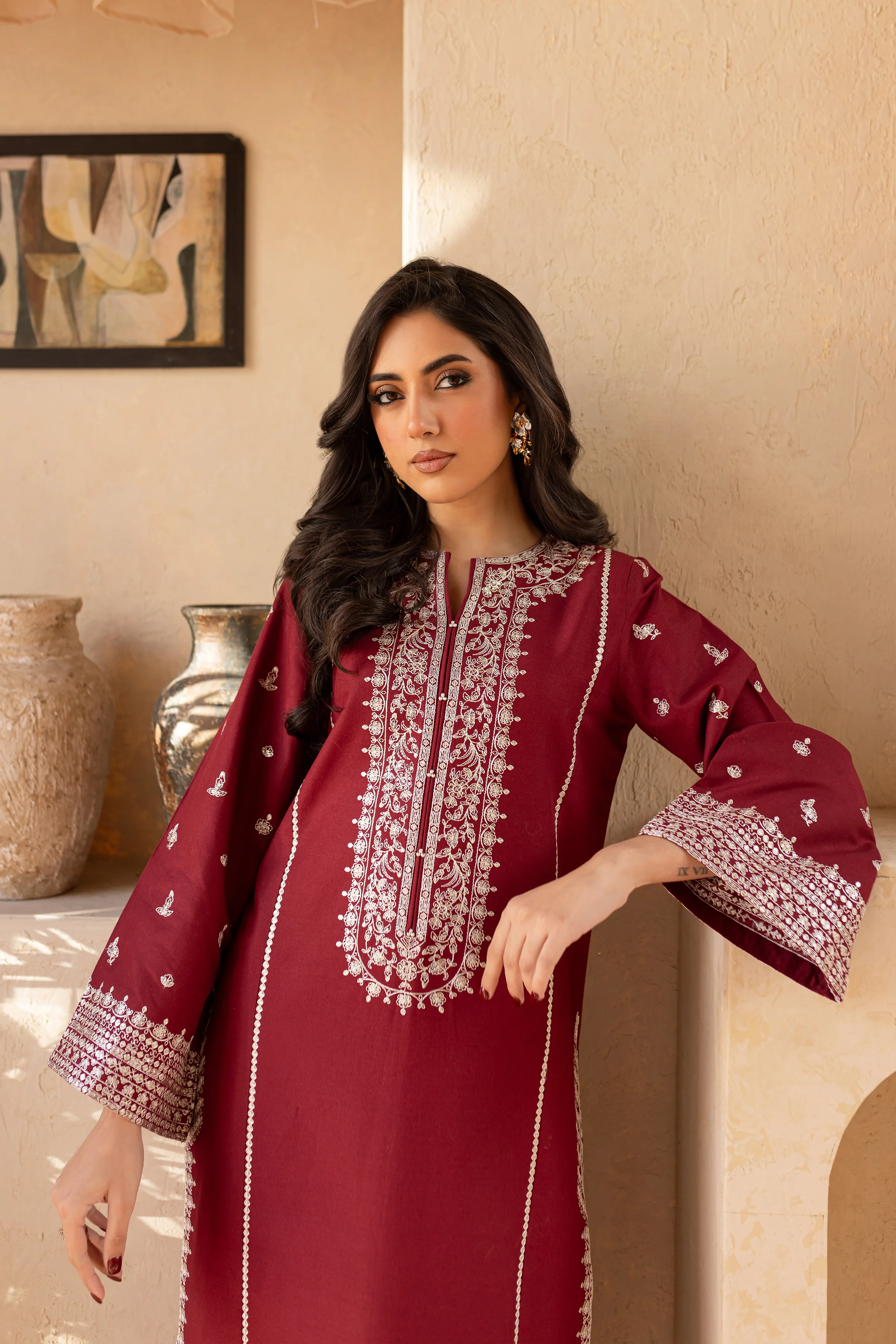 Jack Sparrow 2Pc - Embroidered Khaddar Dress - Image 2