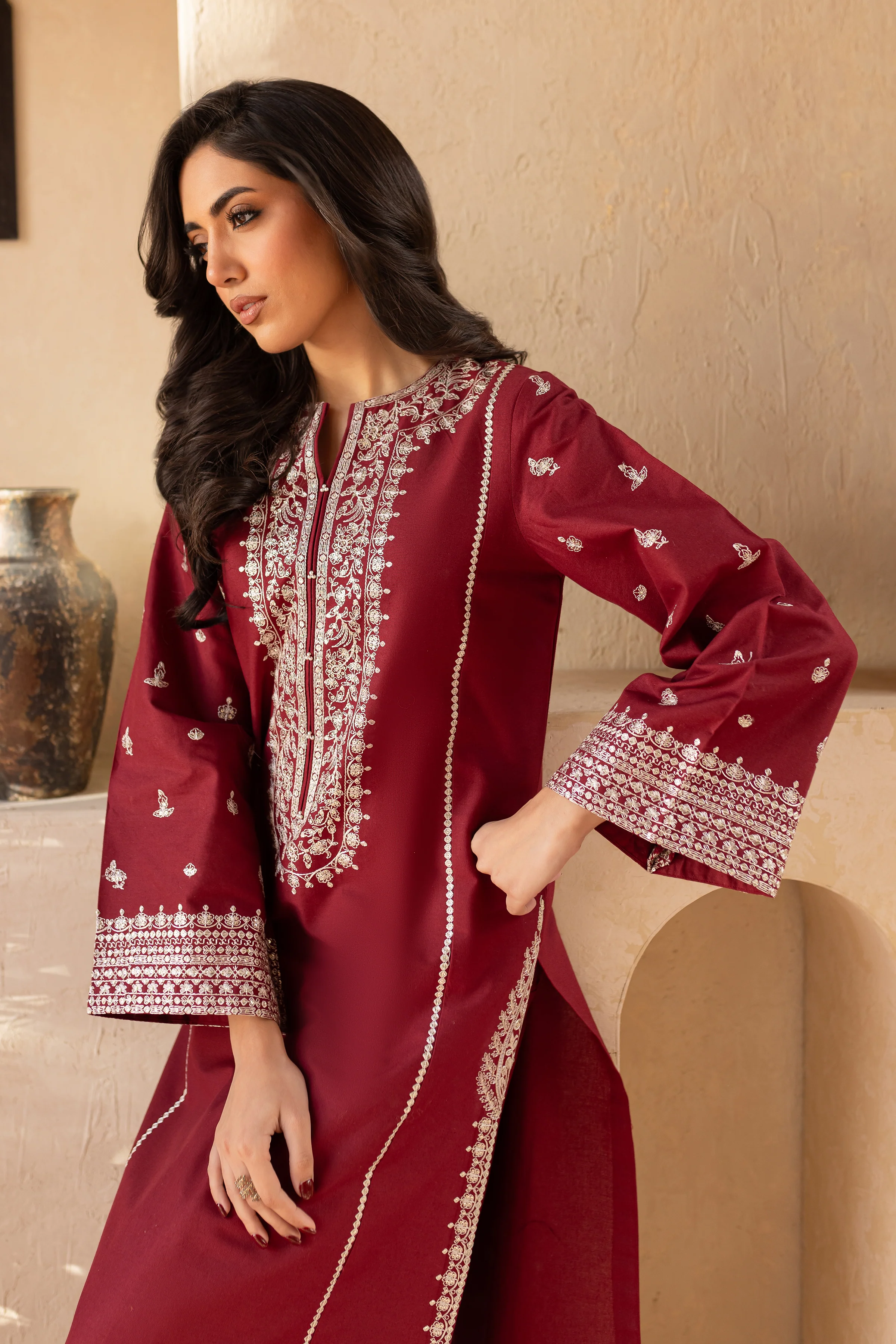 Jack Sparrow 2Pc - Embroidered Khaddar Dress - Image 3