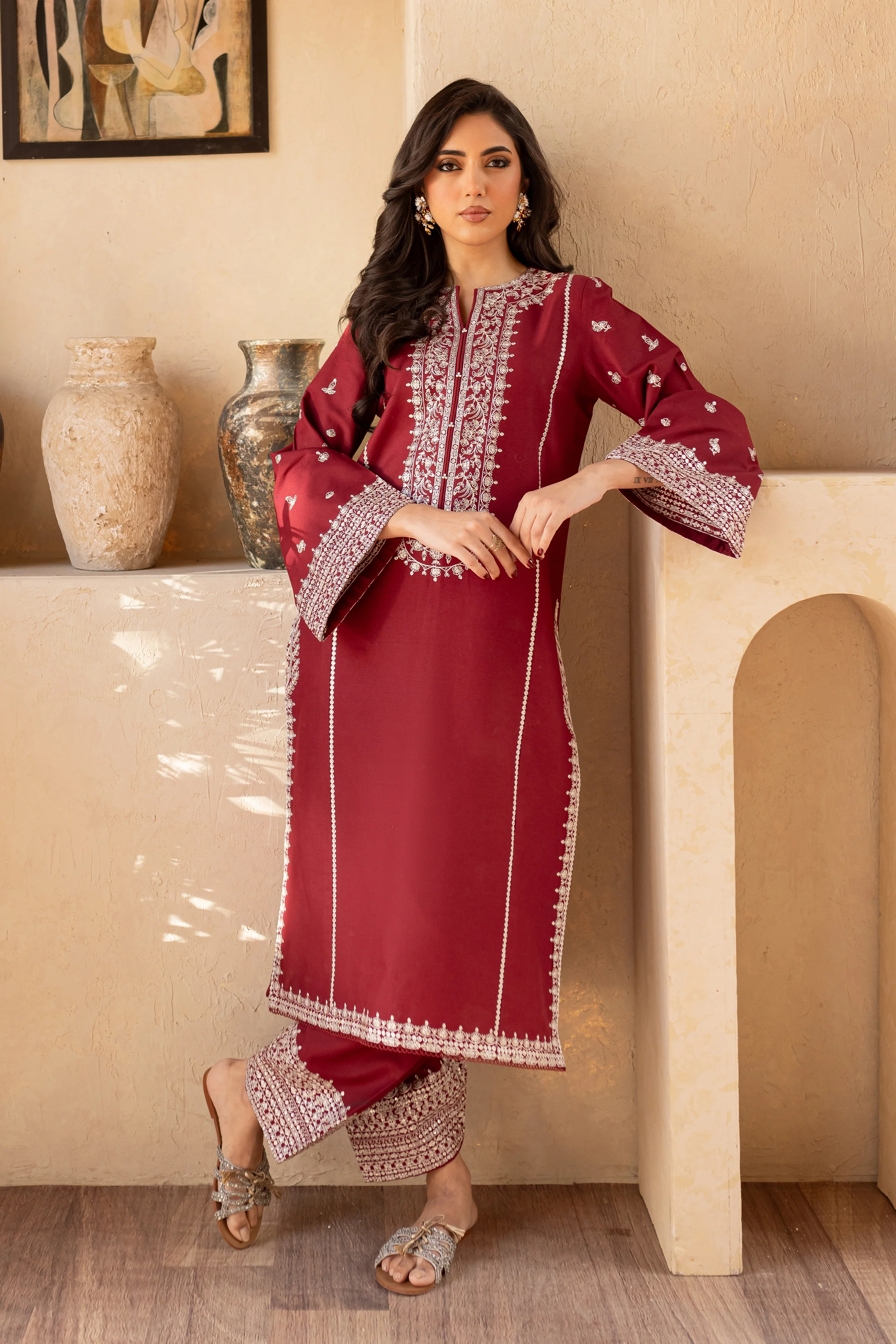 Jack Sparrow 2Pc - Embroidered Khaddar Dress - Image 4