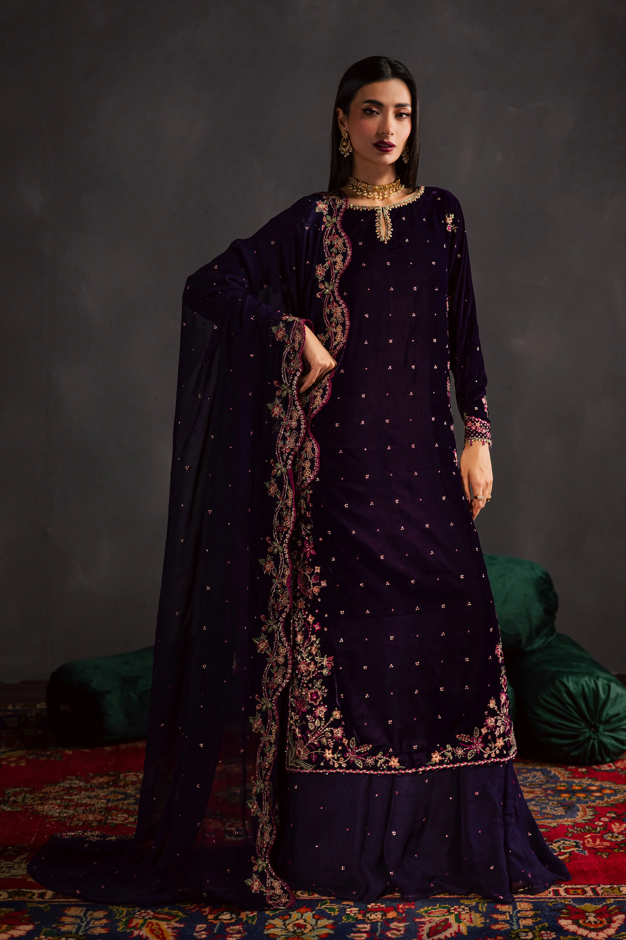 Jahanara 3Pc - Velvet Luxe Pret - Image 3
