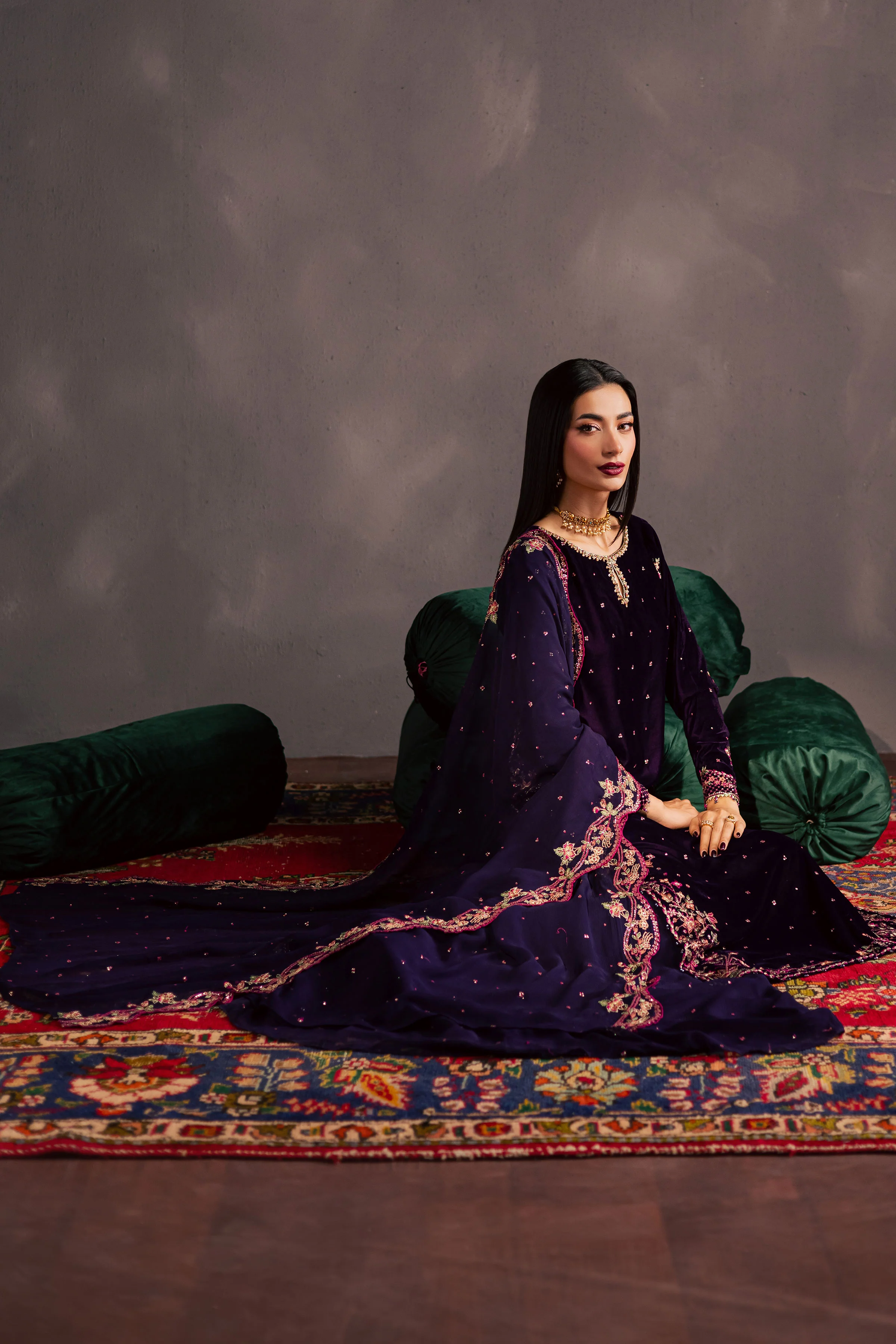 Jahanara 3Pc - Velvet Luxe Pret - Image 4