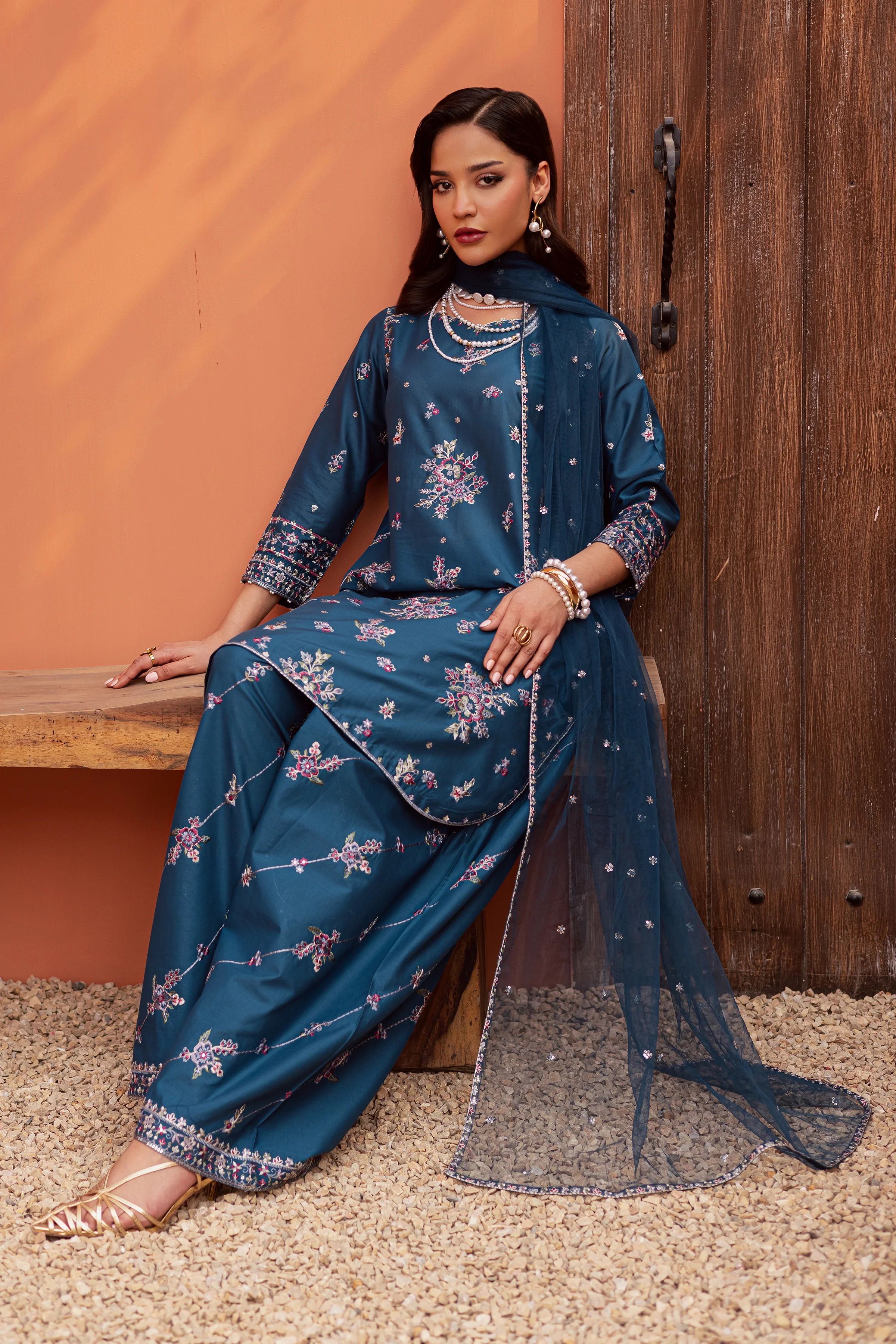 Jheel 3Pc - Festive Embroidered Lawn - Image 3