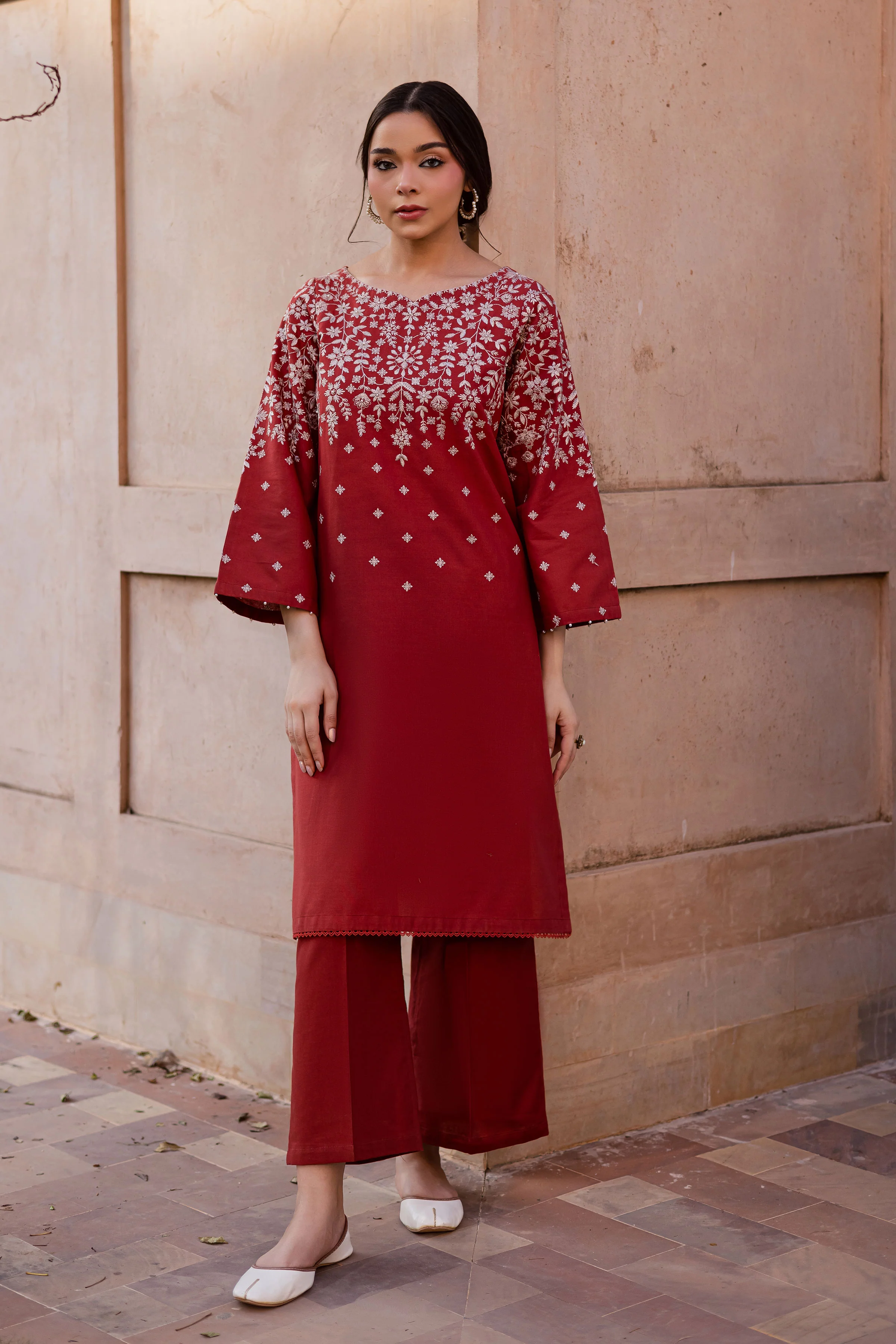 Jonem 2Pc - Embroidered Khaddar Dress - Image 3