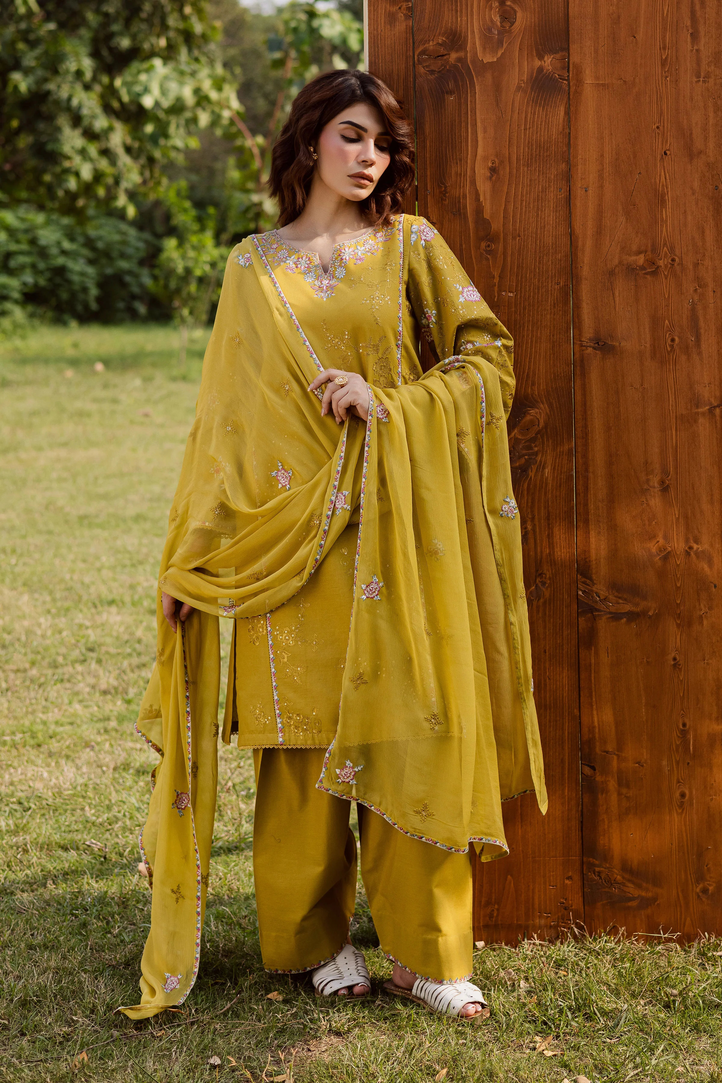 Julie 3Pc - Embroidered Khaddar Dress - Image 3