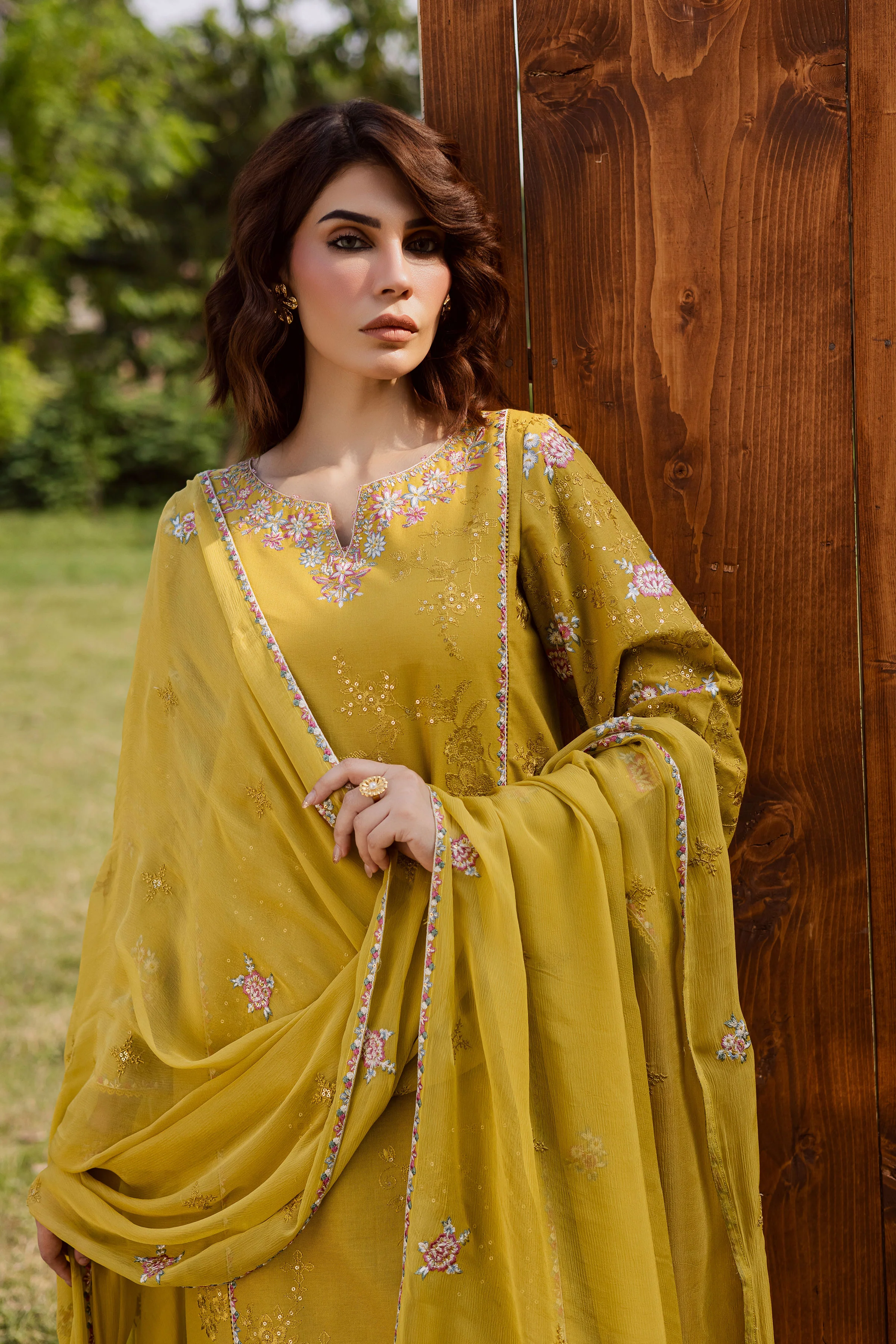 Julie 3Pc - Embroidered Khaddar Dress - Image 4
