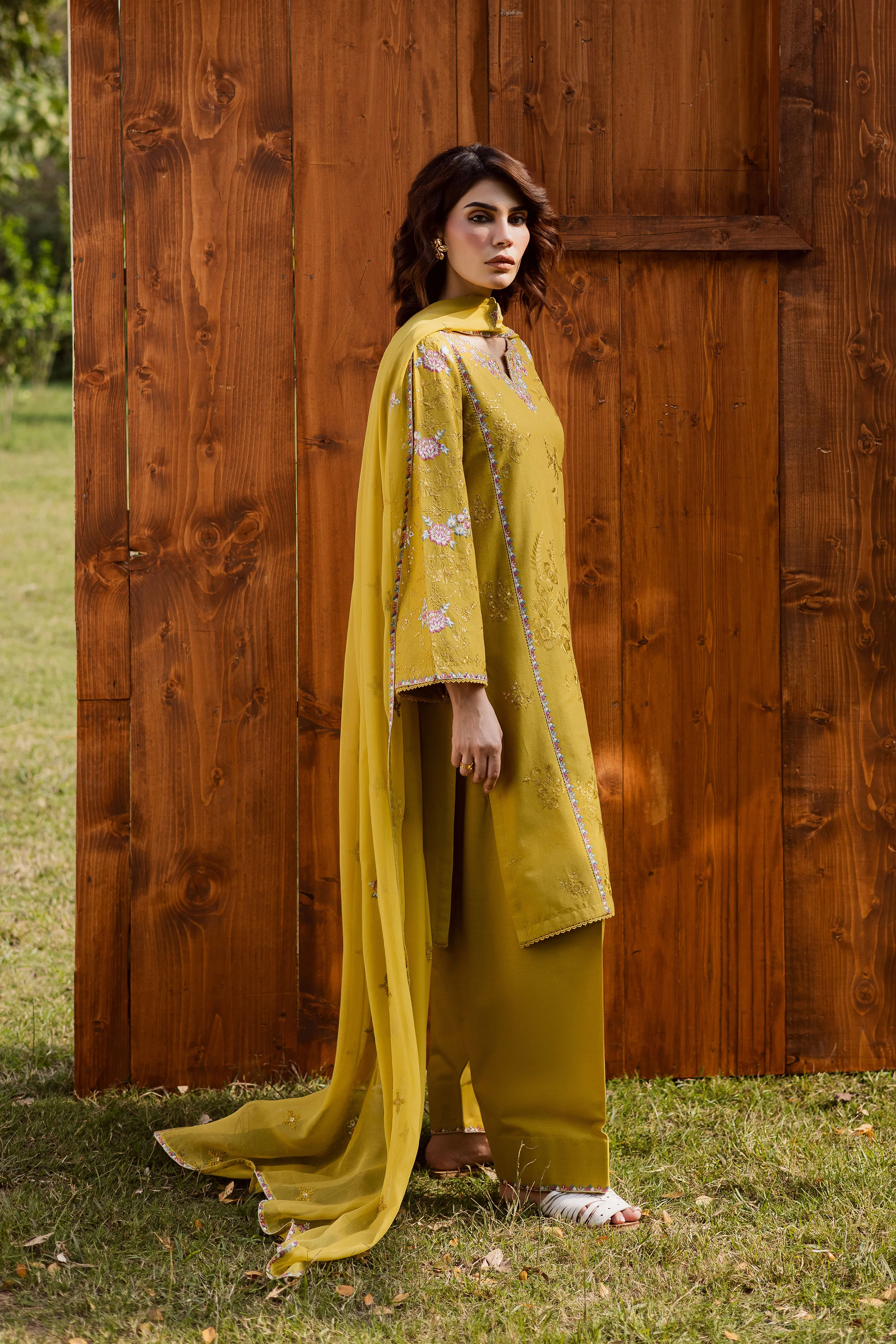 Julie 3Pc - Embroidered Khaddar Dress - Image 5