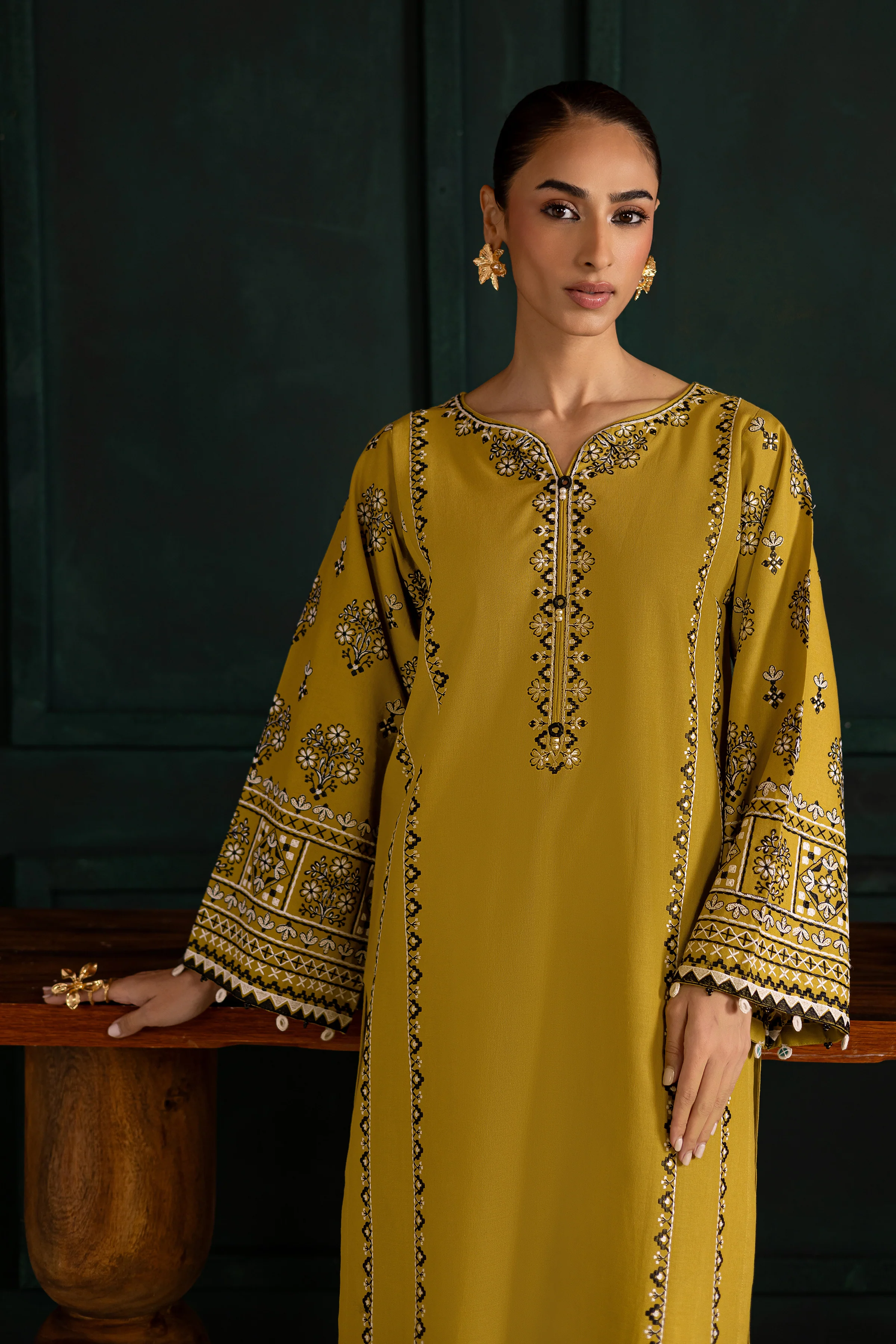 Kantha 2Pc - Embroidered Khaddar Dress - Image 2