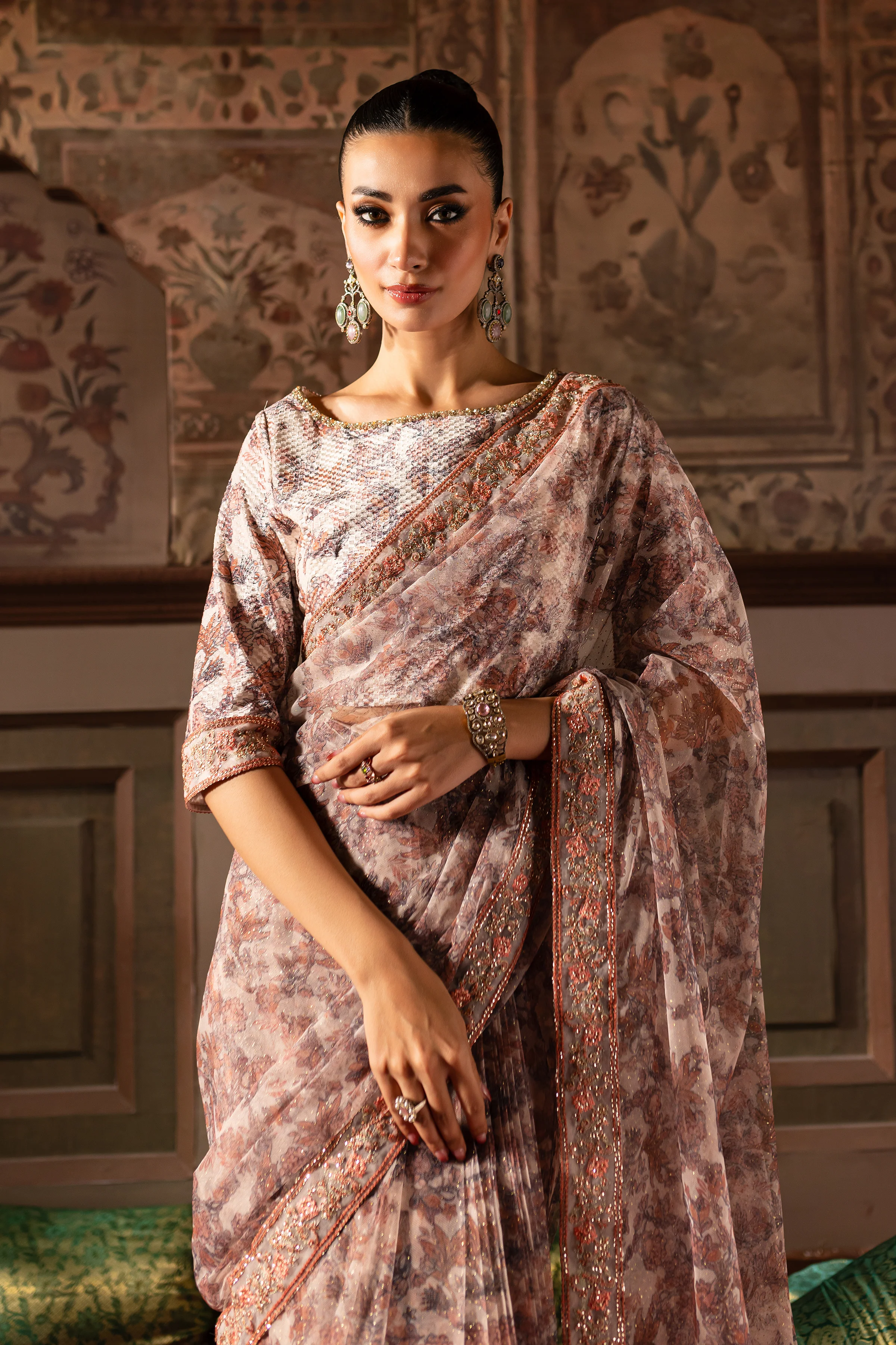 Kashish 3Pc- Embroidered Saree - Image 2