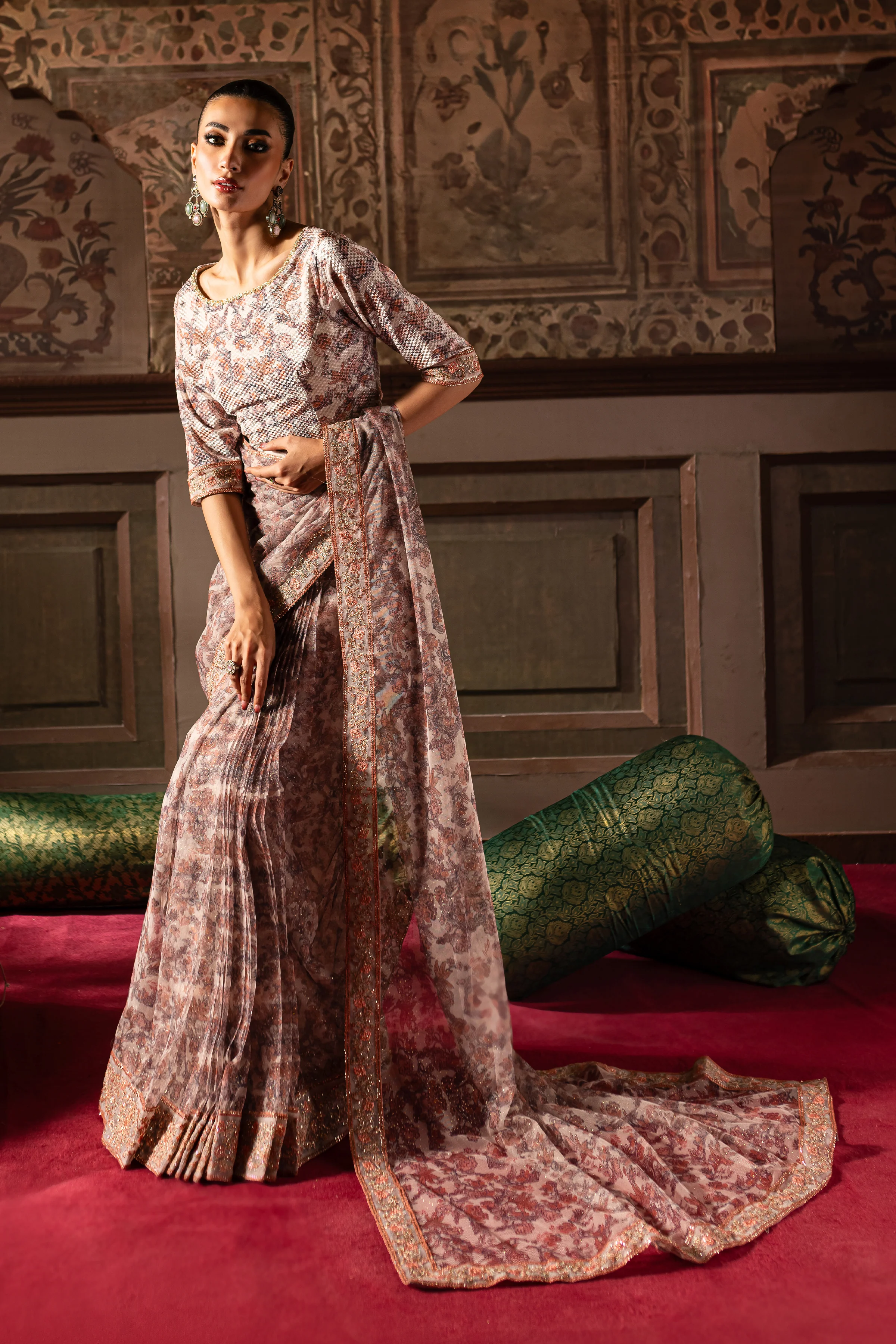 Kashish 3Pc- Embroidered Saree - Image 3