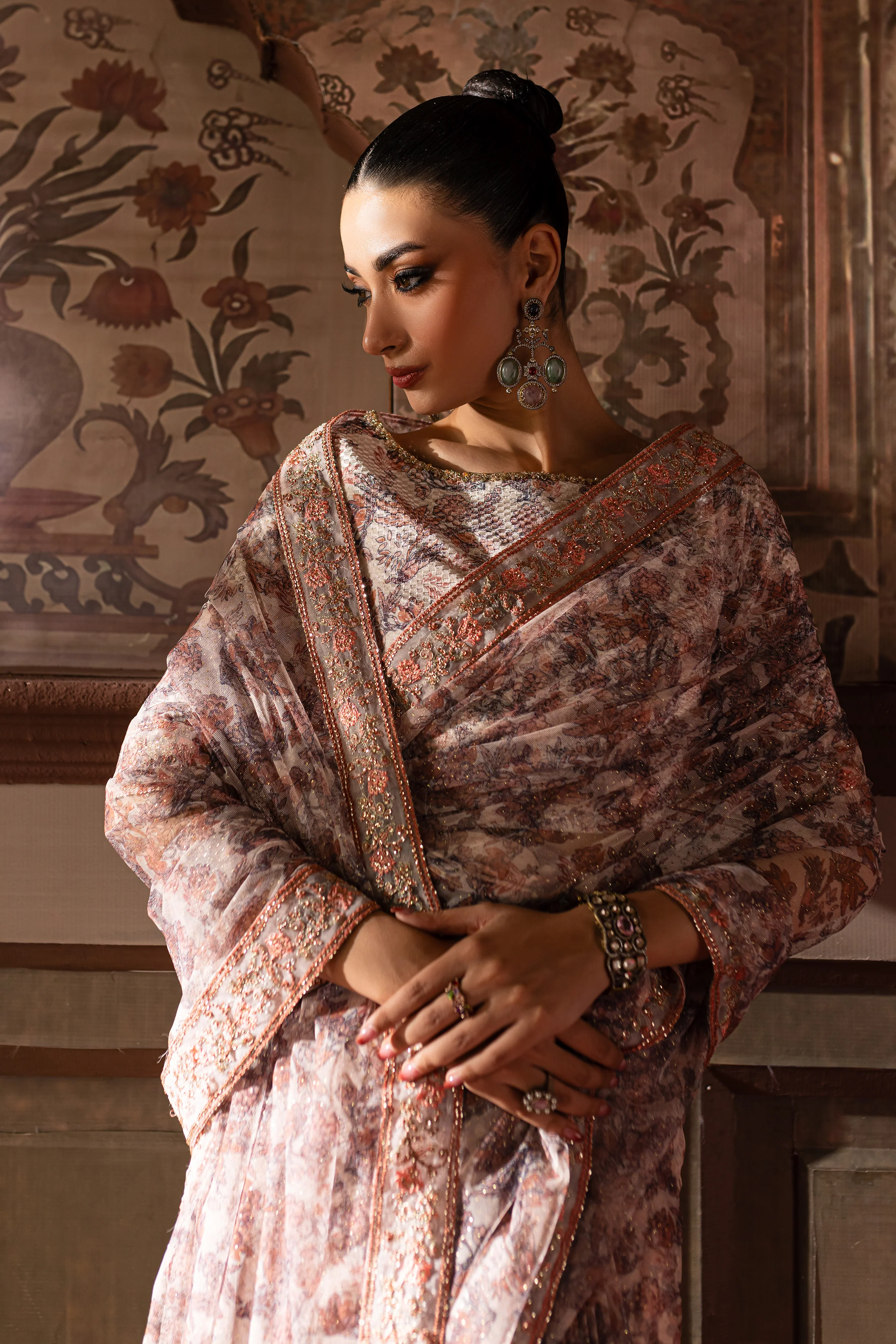 Kashish 3Pc- Embroidered Saree - Image 7