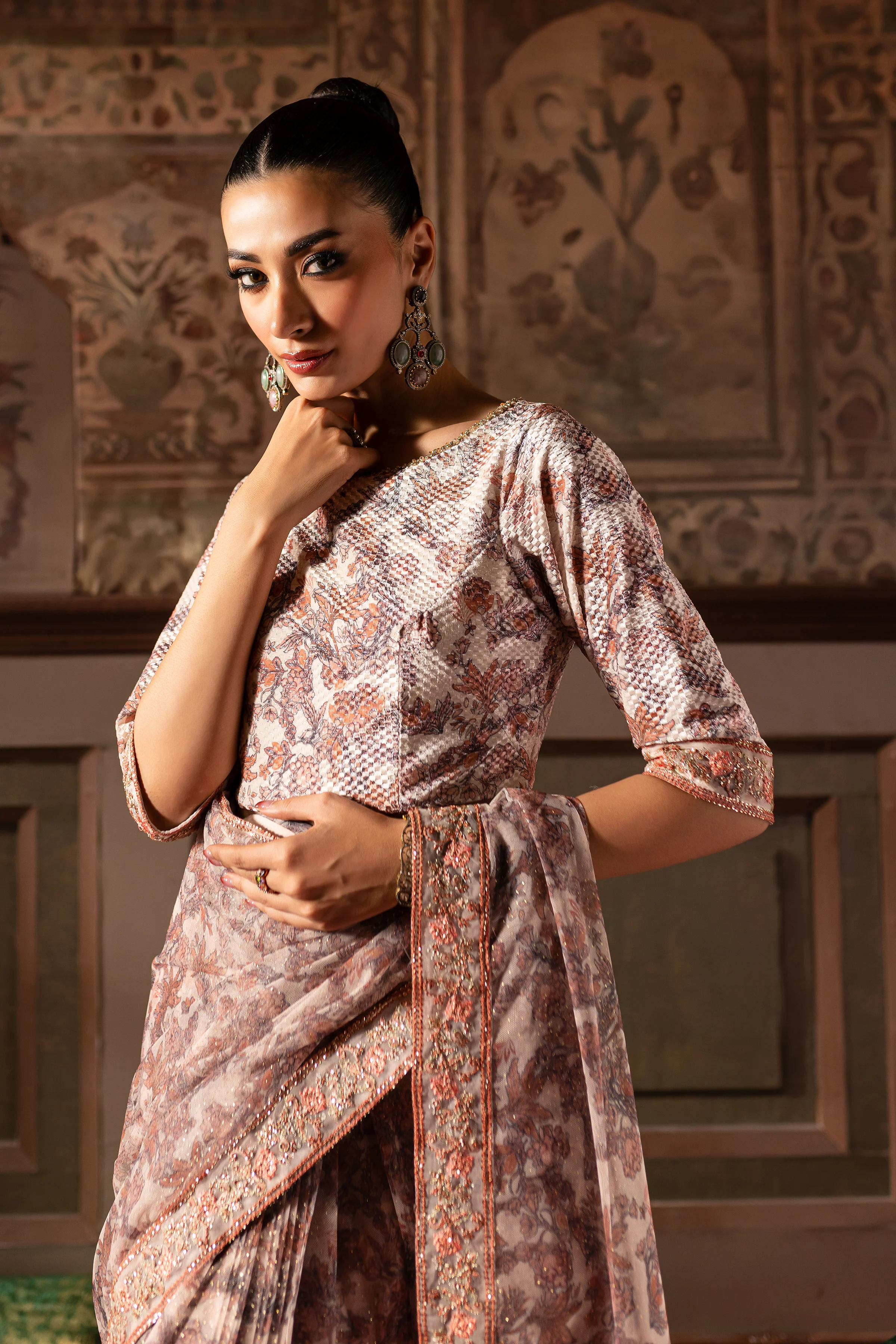 Kashish 3Pc- Embroidered Saree - Image 8