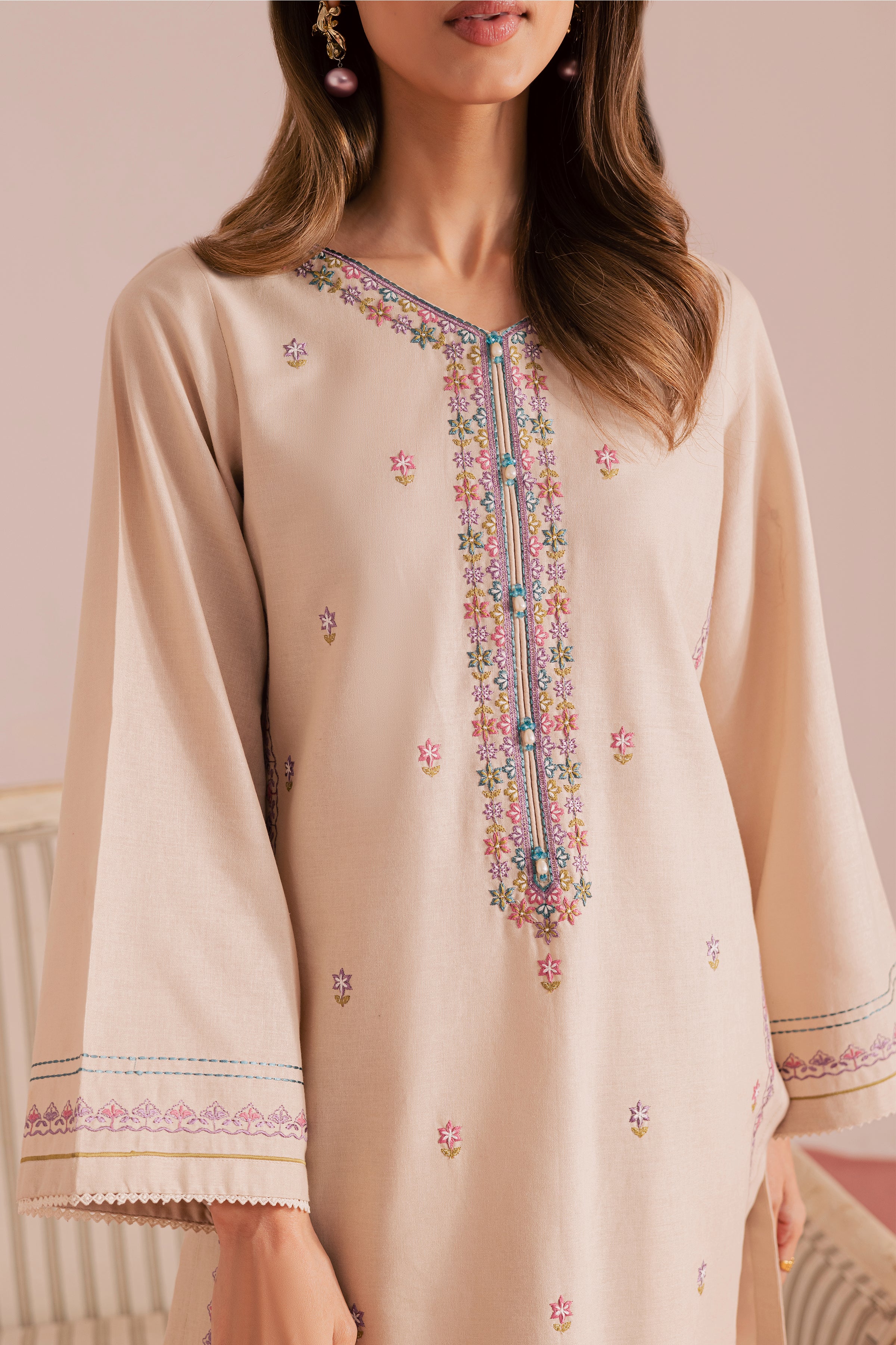 Lacey 2Pc - Embroidered Khaddar Dress - Image 10