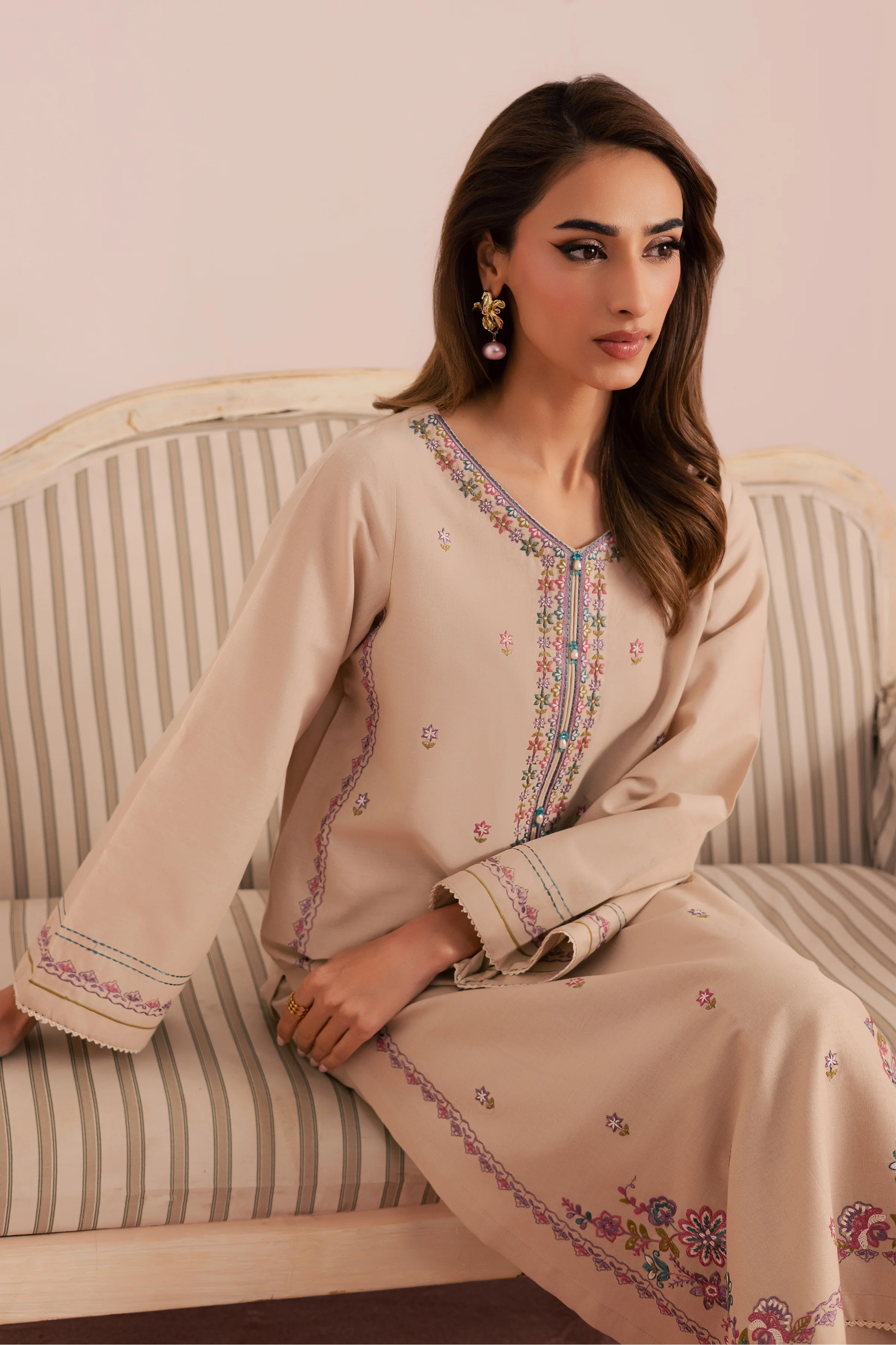 Lacey 2Pc - Embroidered Khaddar Dress - Image 2