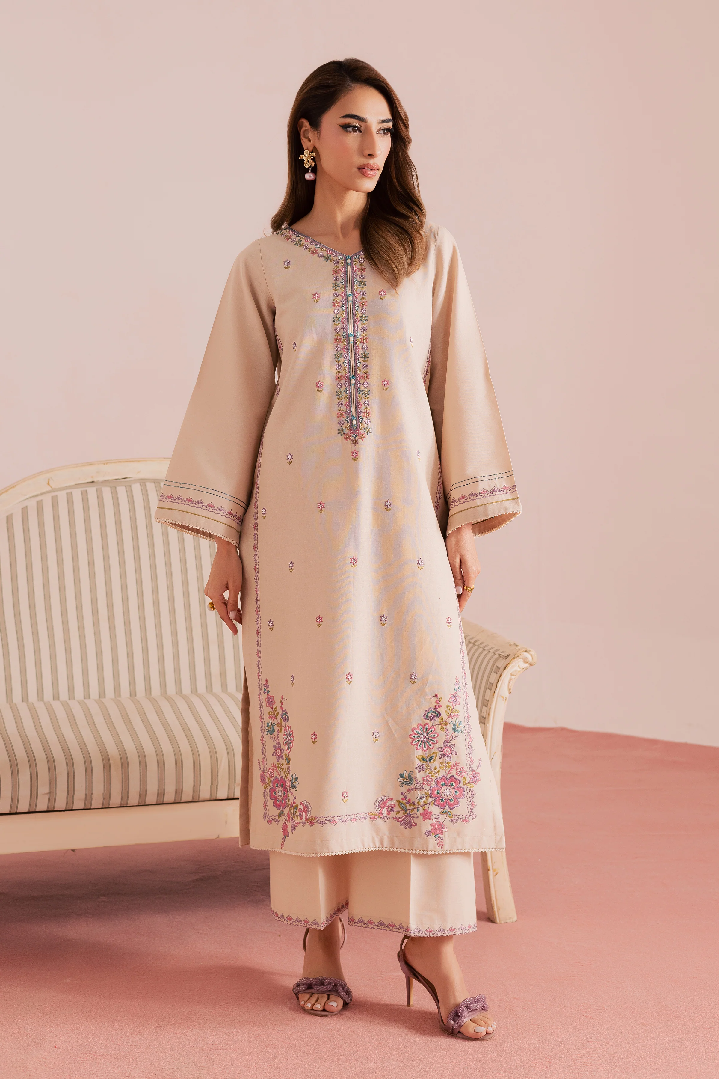 Lacey 2Pc - Embroidered Khaddar Dress - Image 4