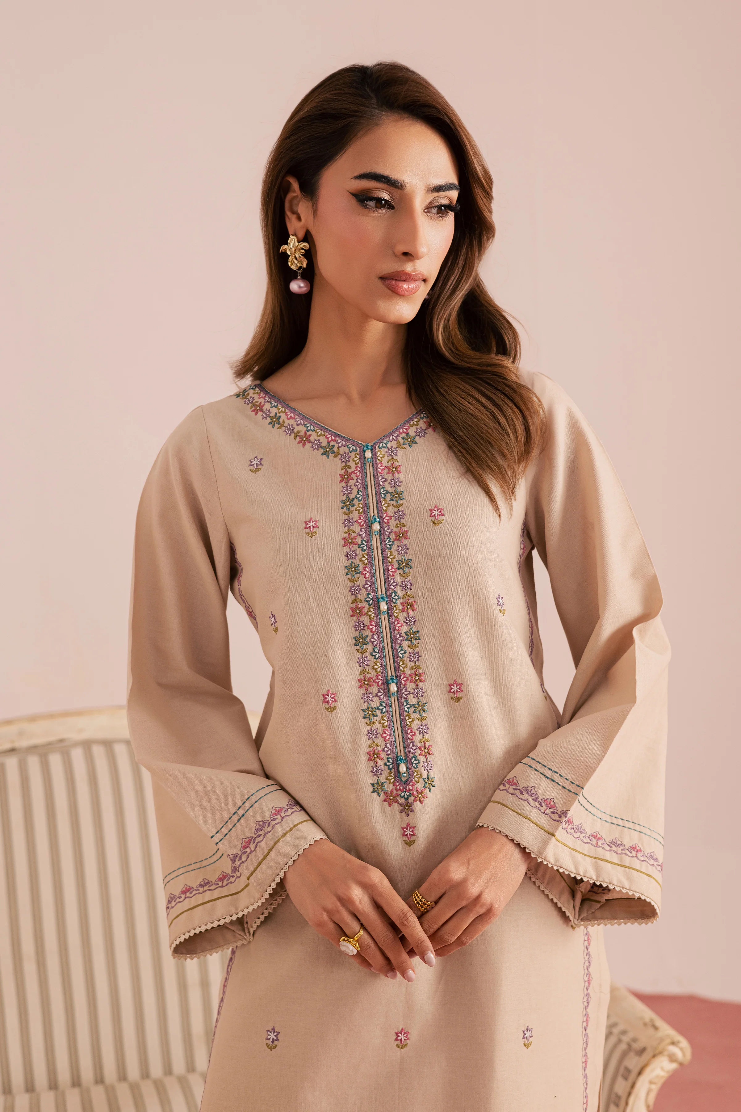 Lacey 2Pc - Embroidered Khaddar Dress - Image 5