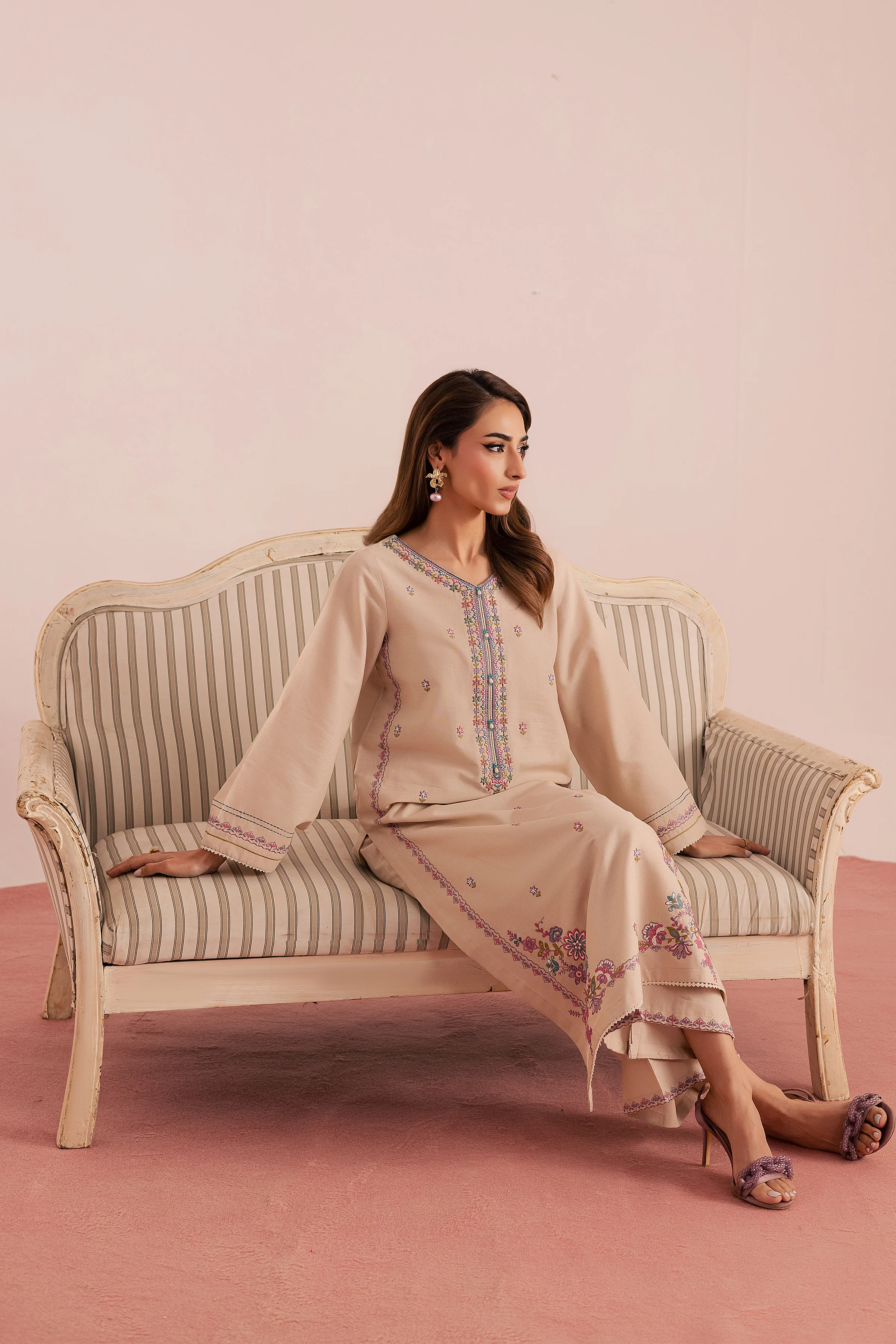 Lacey 2Pc - Embroidered Khaddar Dress - Image 6