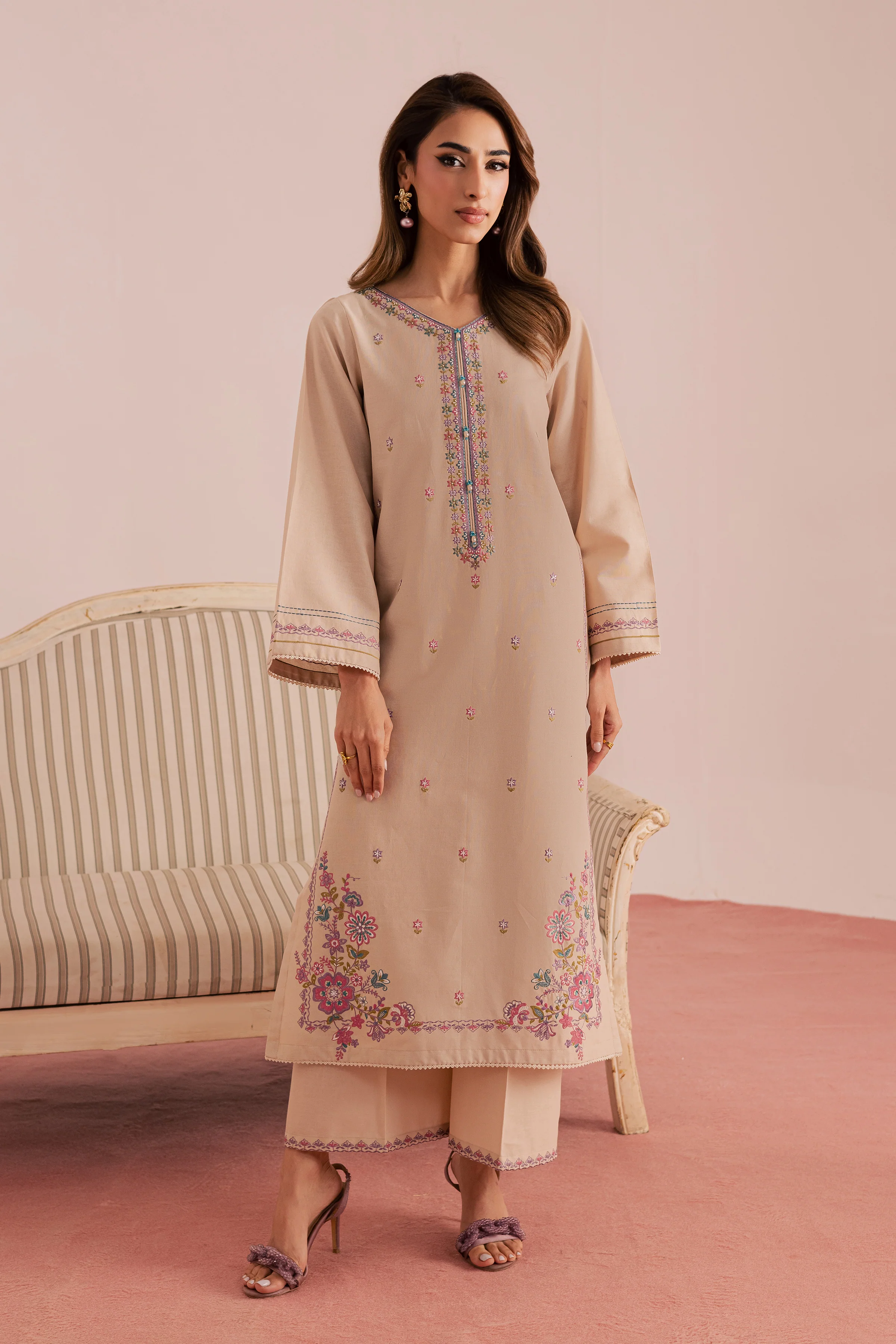 Lacey 2Pc - Embroidered Khaddar Dress - Image 7