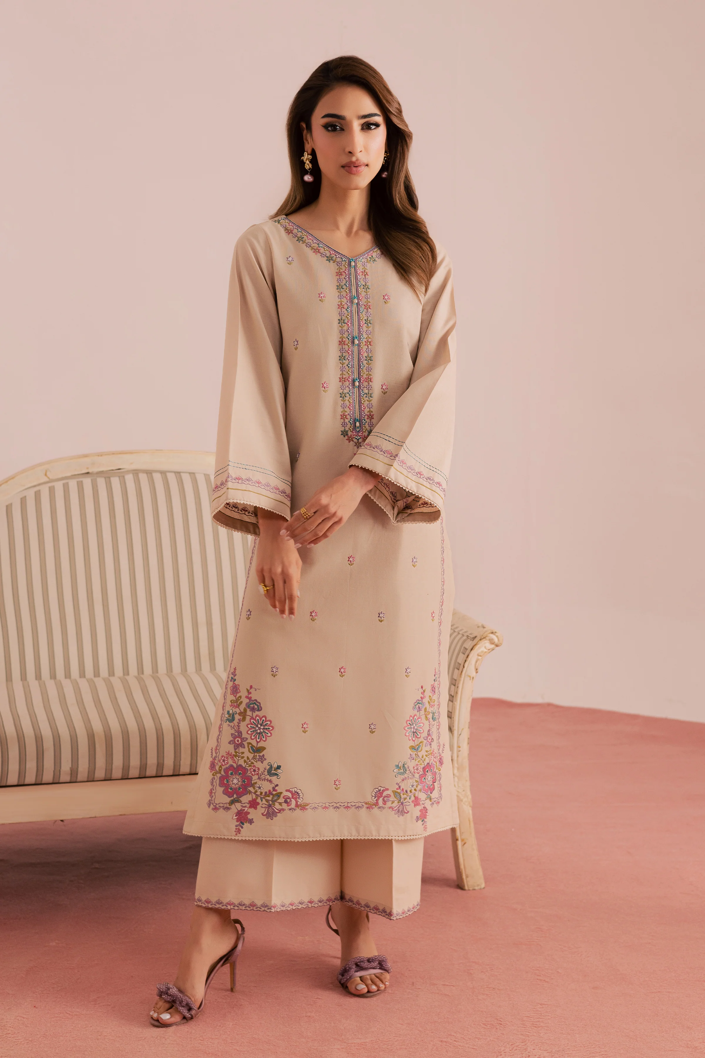 Lacey 2Pc - Embroidered Khaddar Dress - Image 8