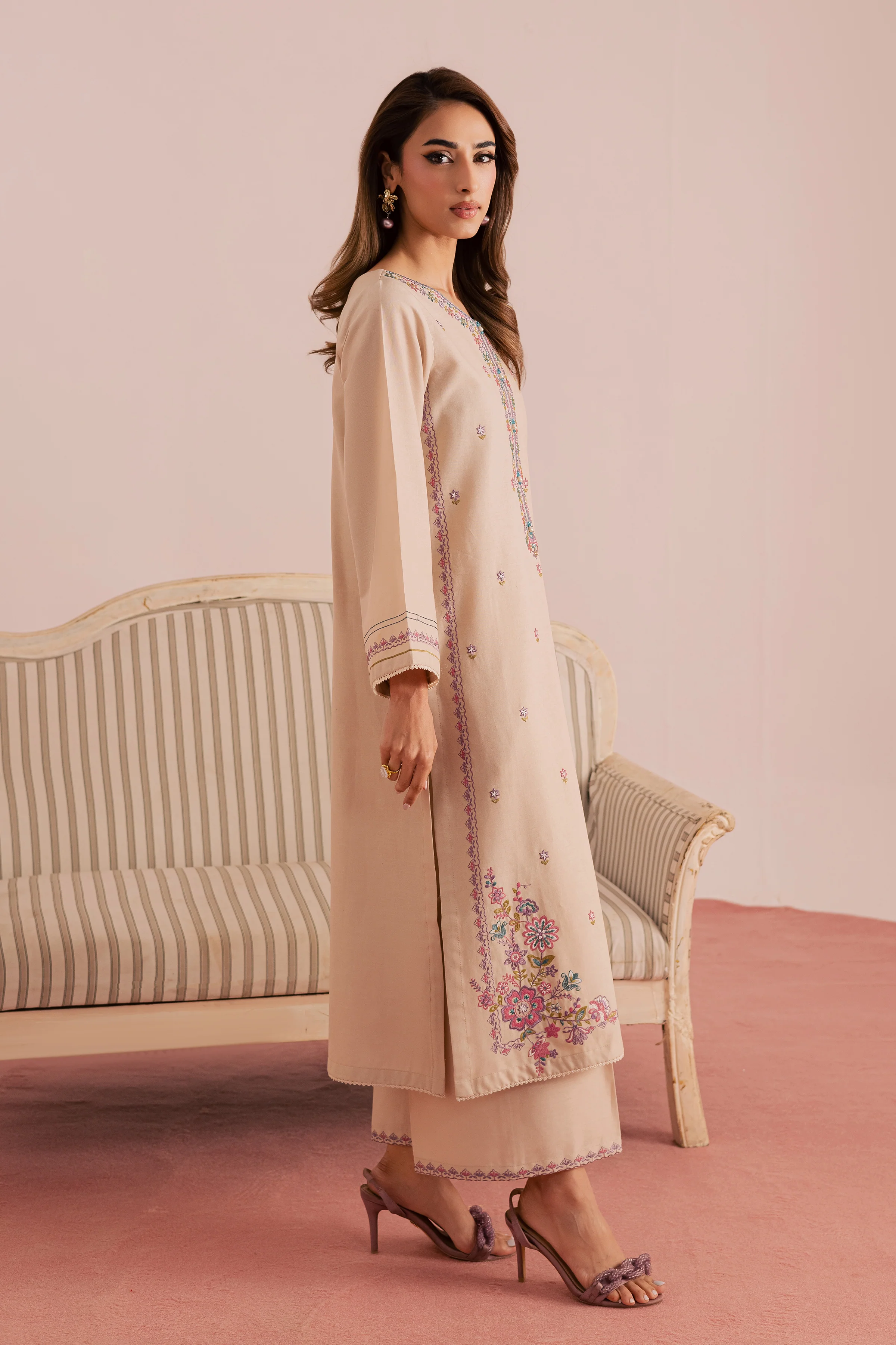 Lacey 2Pc - Embroidered Khaddar Dress - Image 9