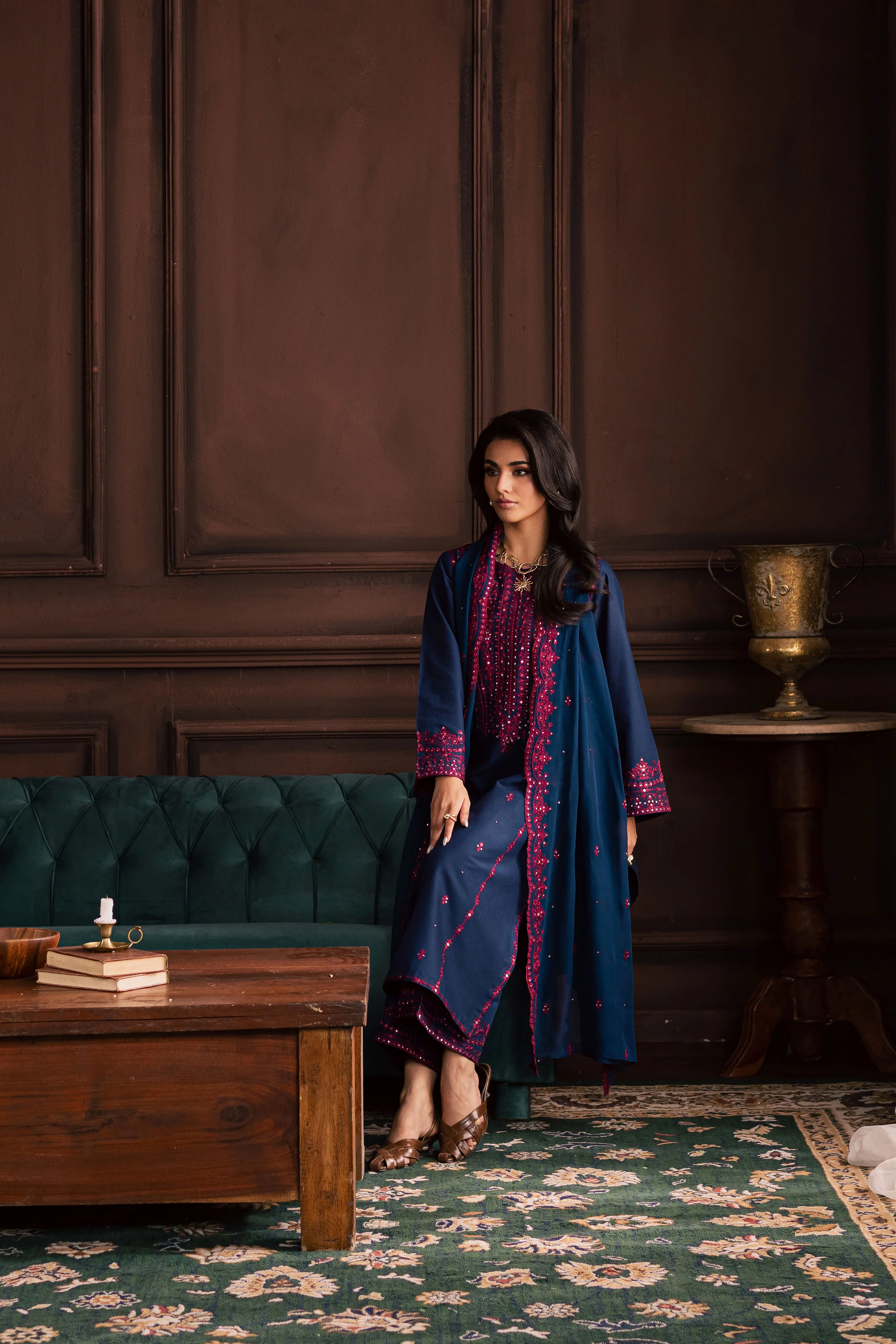 Lamia 3Pc - Embroidered Khaddar Dress - Image 11