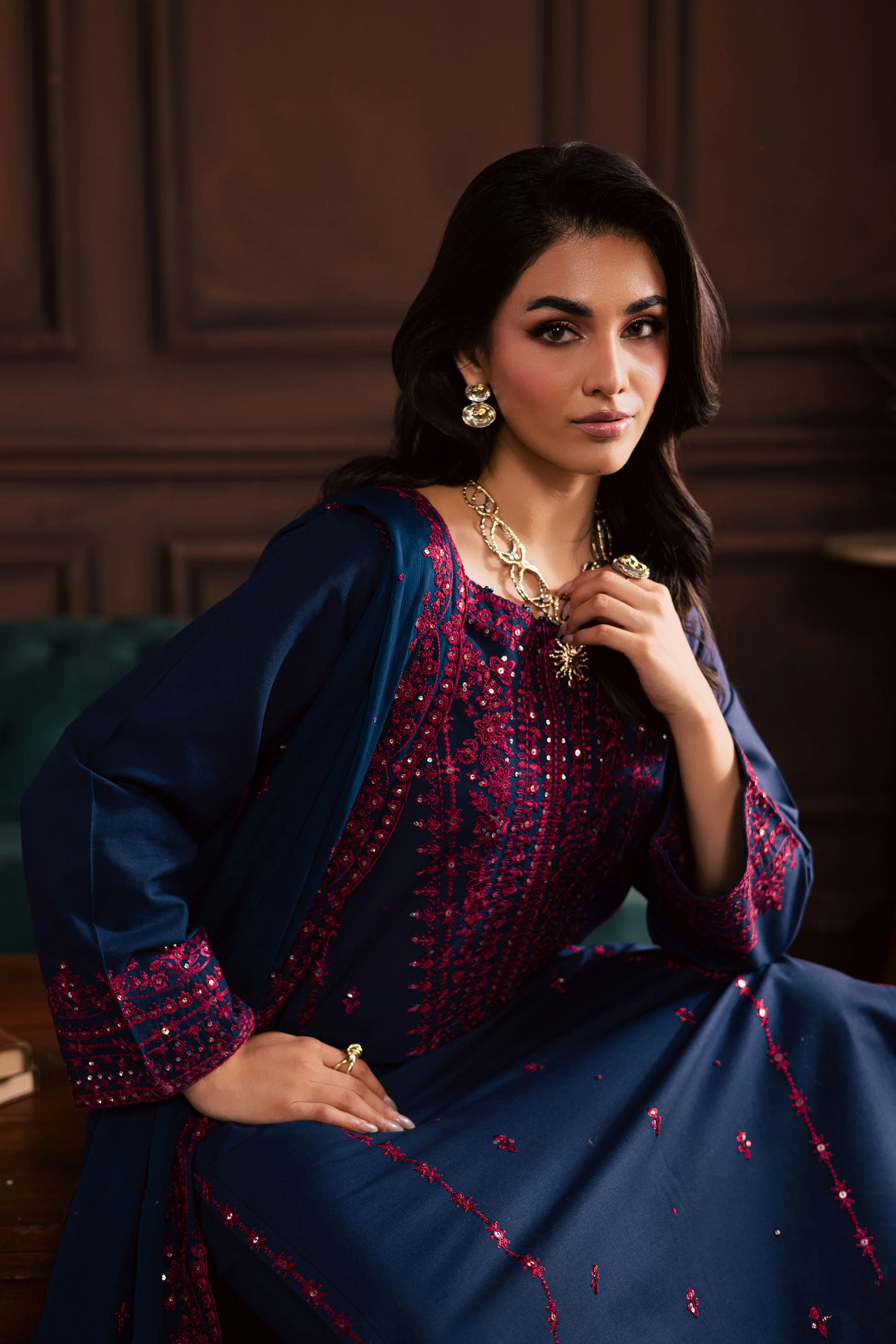 Lamia 3Pc - Embroidered Khaddar Dress - Image 12